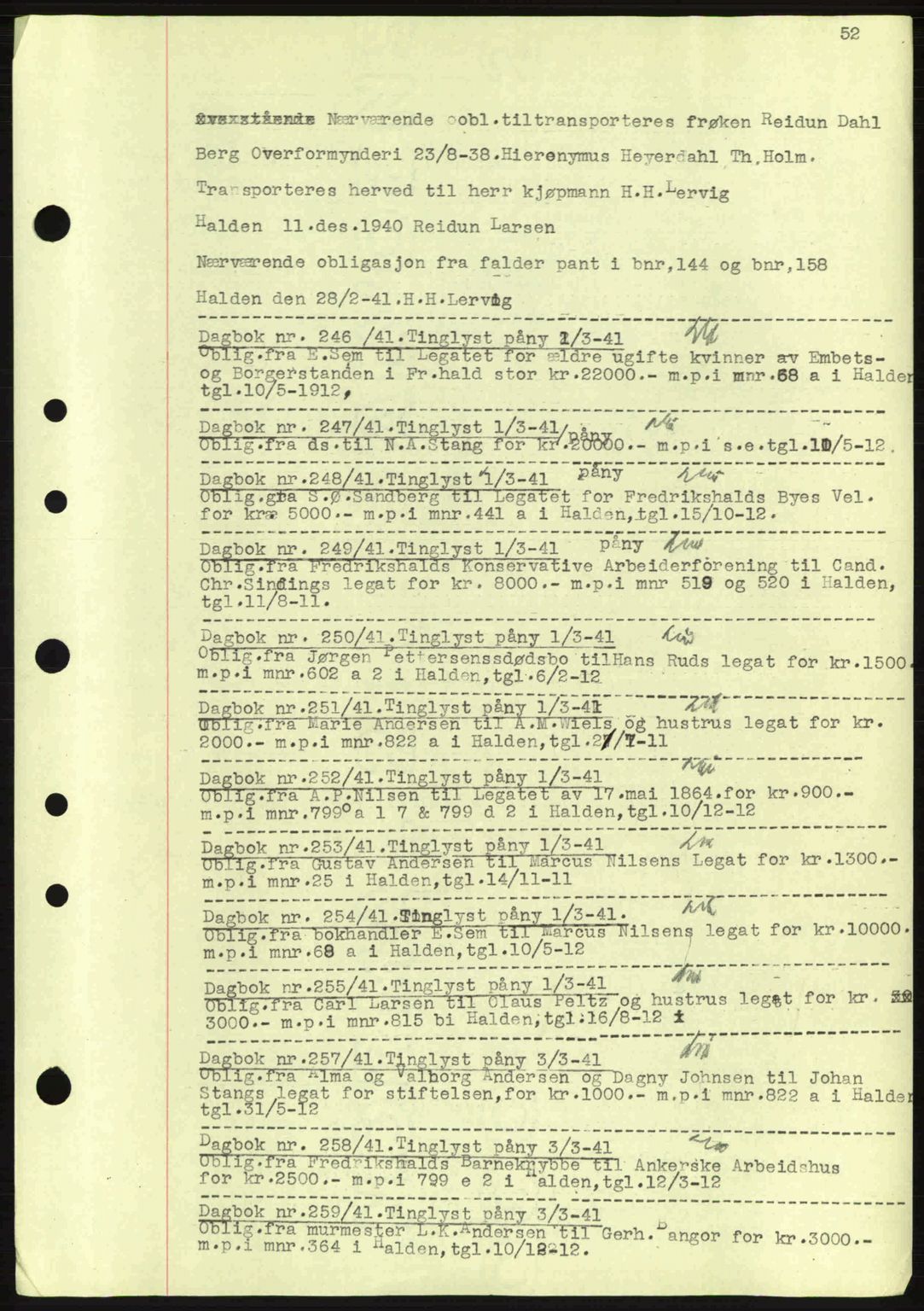 Idd og Marker sorenskriveri, AV/SAO-A-10283/G/Gb/Gbc/L0002: Mortgage book no. B4-9a, 1939-1945, Diary no: : 246/1941