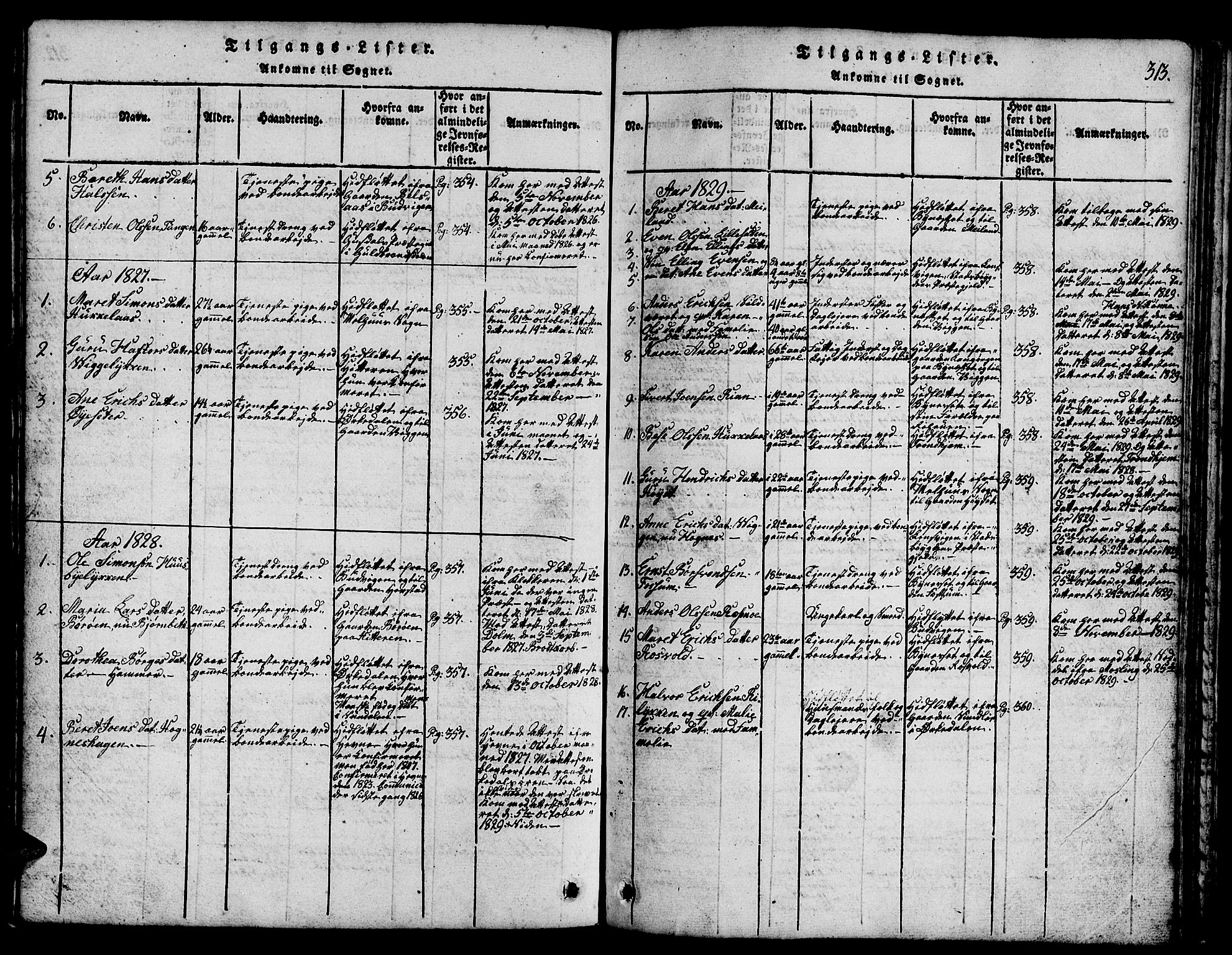 Ministerialprotokoller, klokkerbøker og fødselsregistre - Sør-Trøndelag, SAT/A-1456/665/L0776: Parish register (copy) no. 665C01, 1817-1837, p. 313