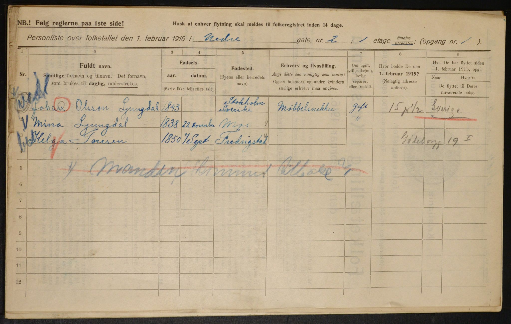 OBA, Municipal Census 1916 for Kristiania, 1916, p. 70870