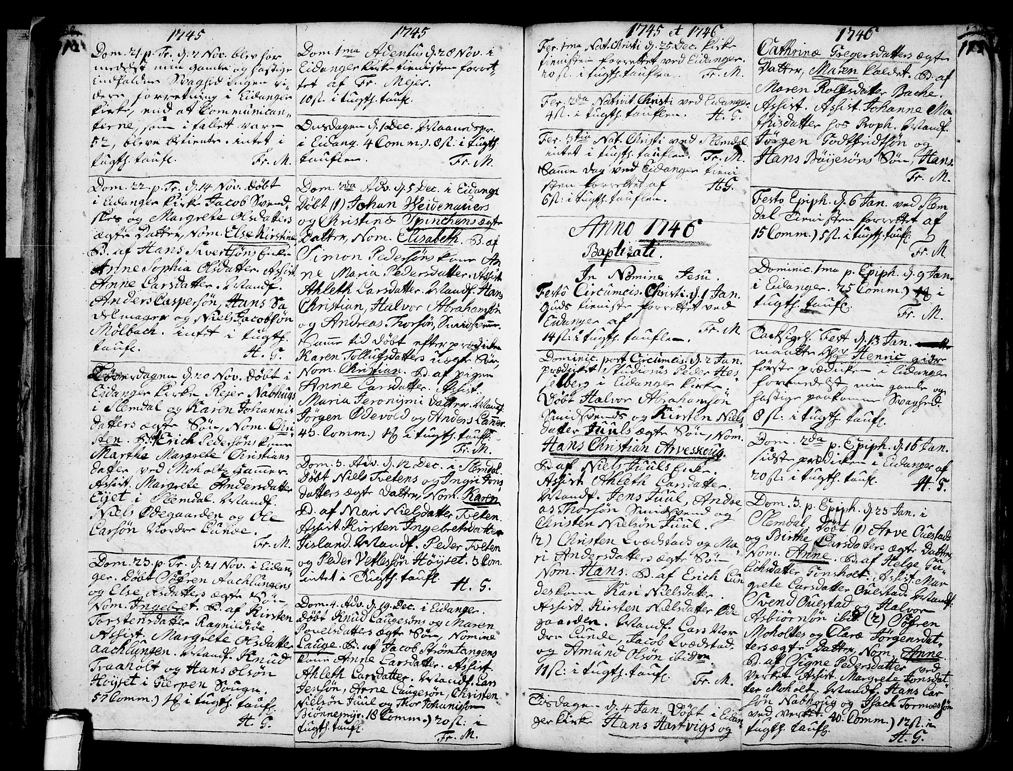 Eidanger kirkebøker, SAKO/A-261/F/Fa/L0004: Parish register (official) no. 4, 1733-1759, p. 112-113