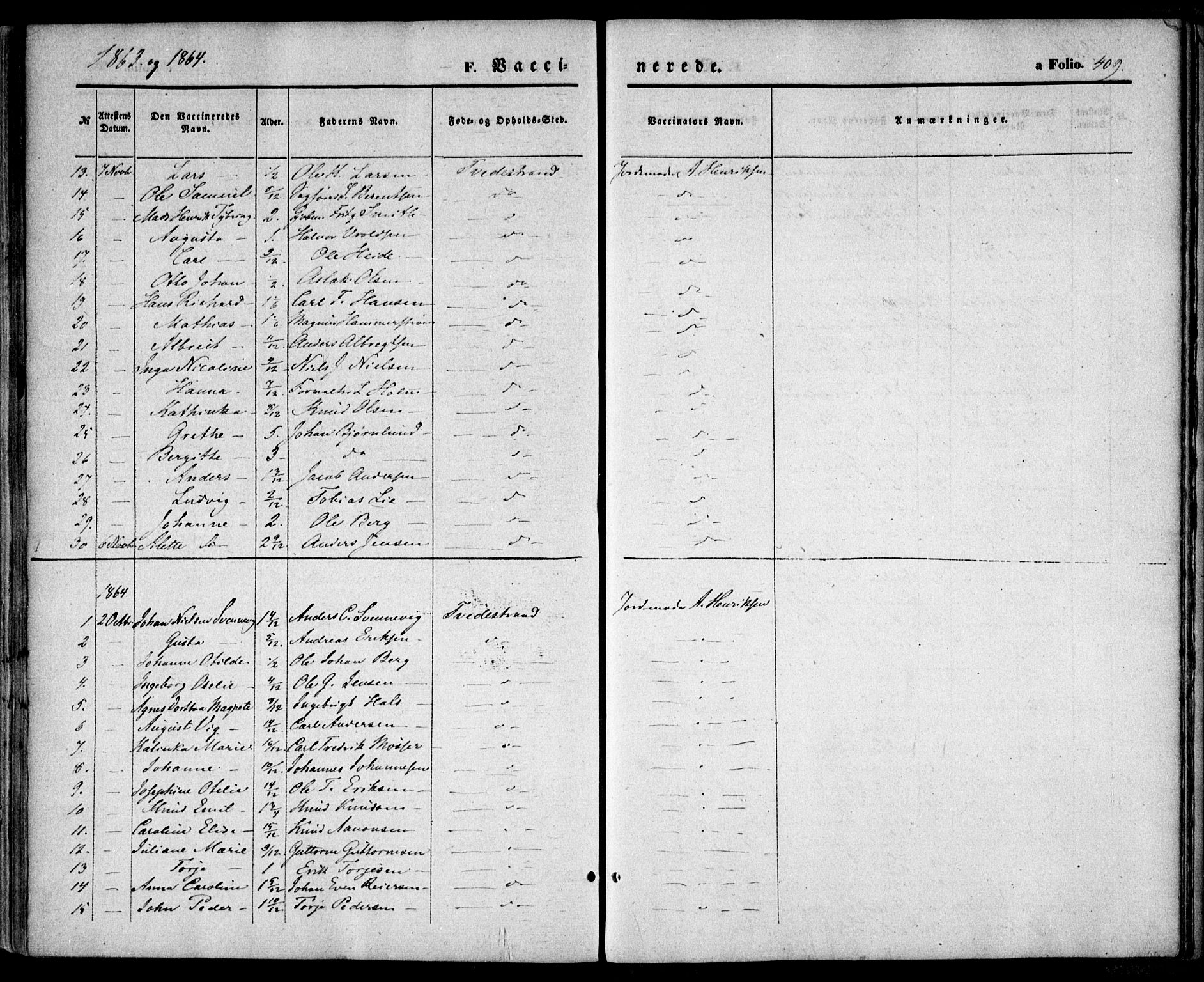 Holt sokneprestkontor, AV/SAK-1111-0021/F/Fa/L0009: Parish register (official) no. A 9, 1861-1871, p. 409