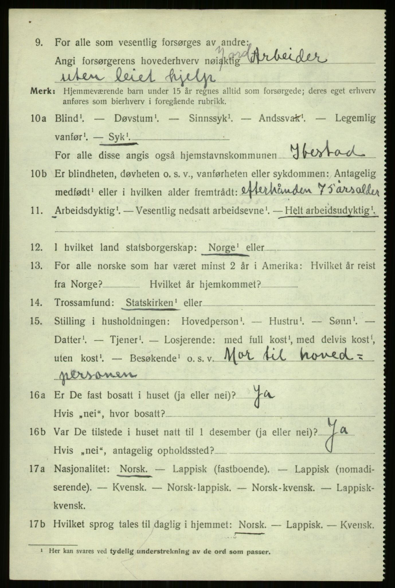 SATØ, 1920 census for Ibestad, 1920, p. 8699