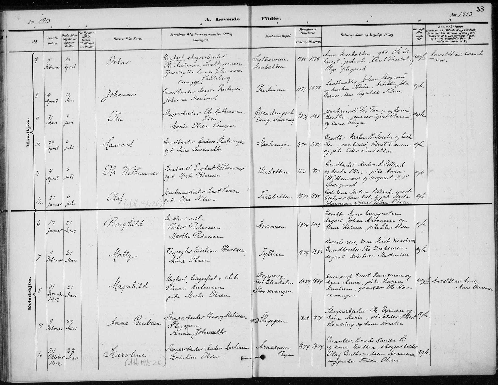 Stange prestekontor, AV/SAH-PREST-002/K/L0023: Parish register (official) no. 23, 1897-1920, p. 58