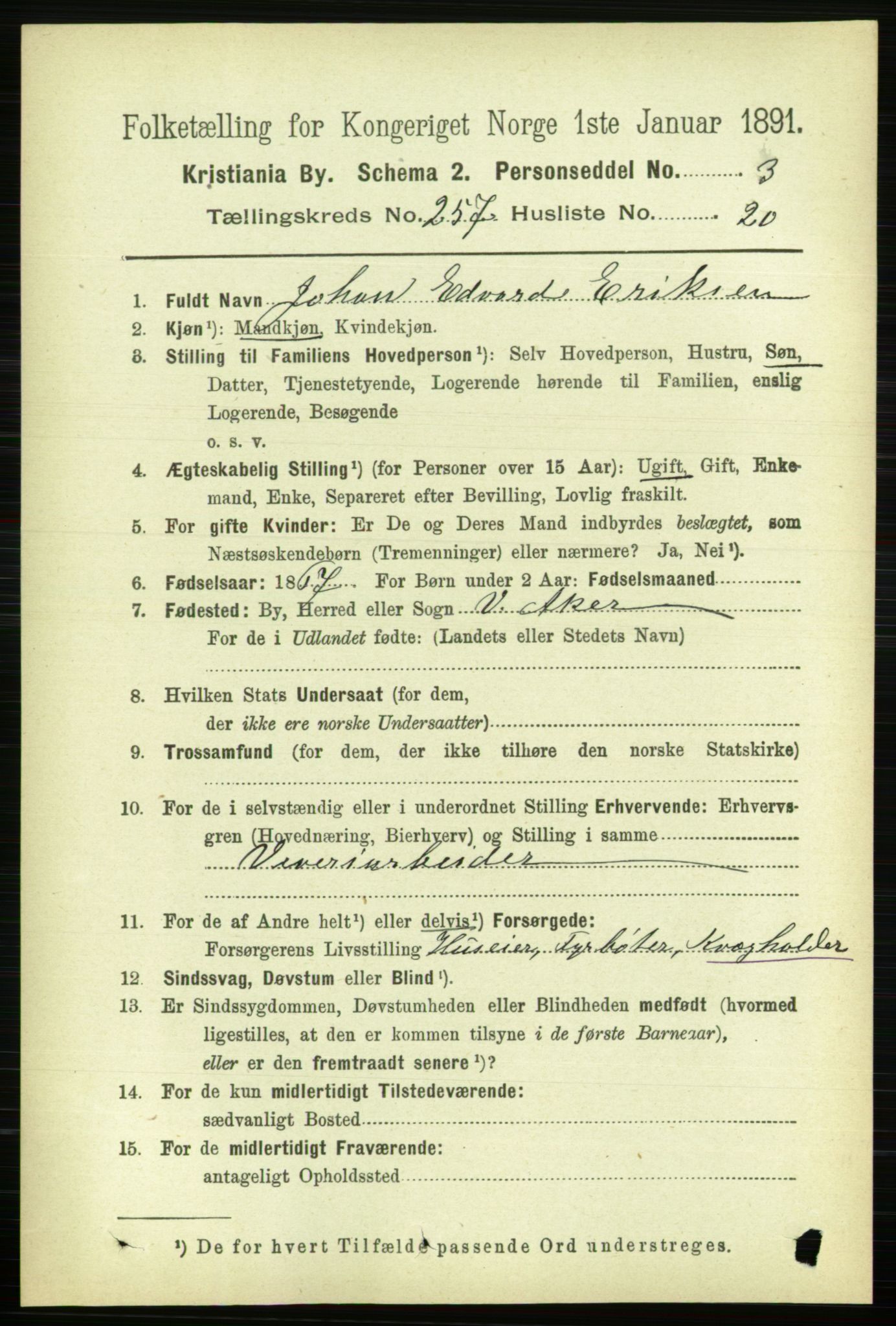 RA, 1891 census for 0301 Kristiania, 1891, p. 156794