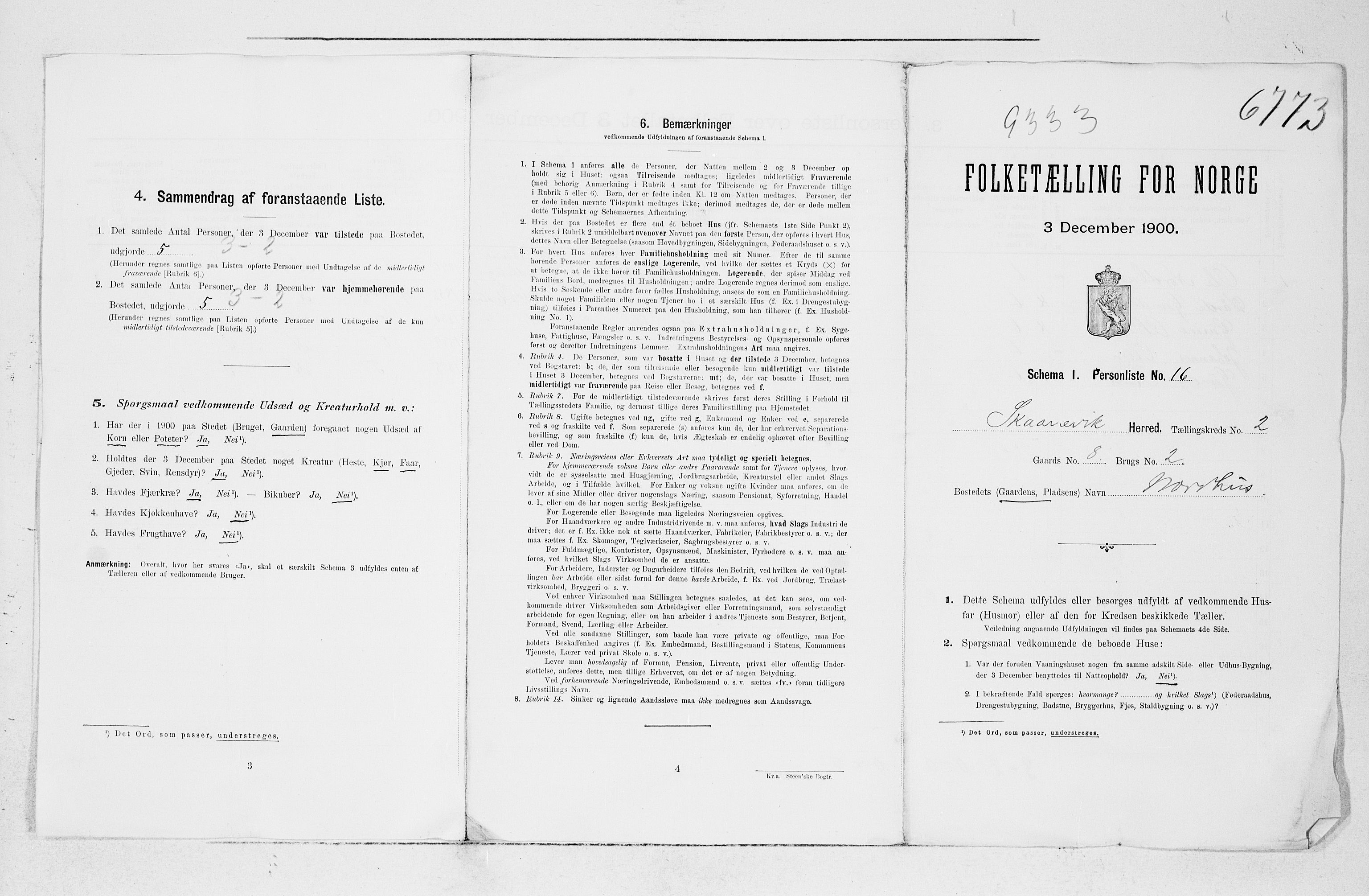 SAB, 1900 census for Skånevik, 1900, p. 62