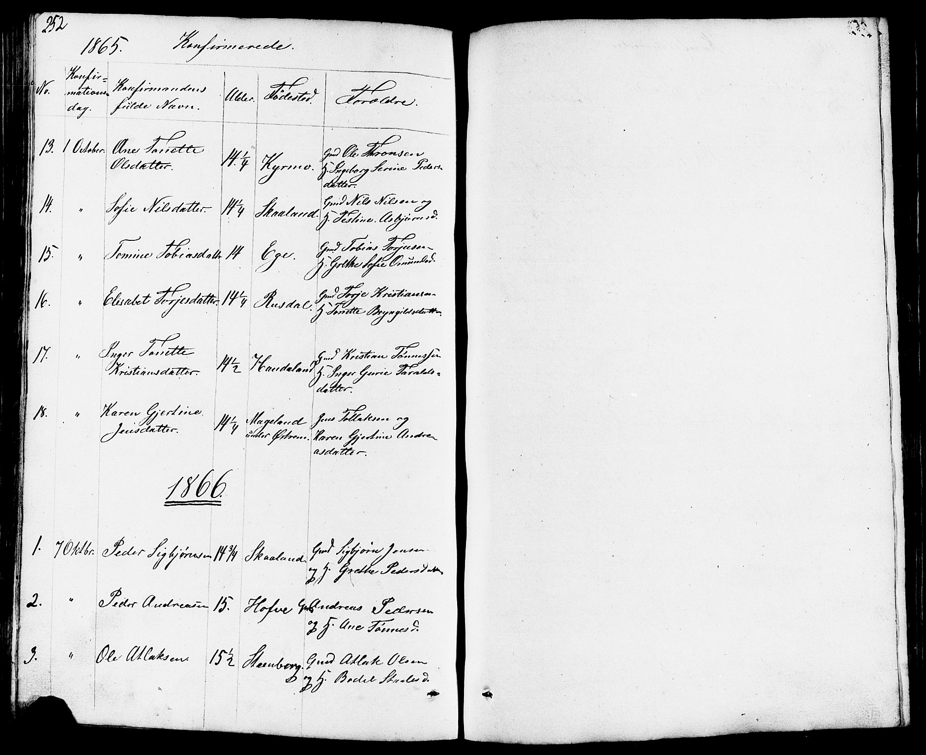 Lund sokneprestkontor, AV/SAST-A-101809/S07/L0003: Parish register (copy) no. B 3, 1848-1885, p. 252