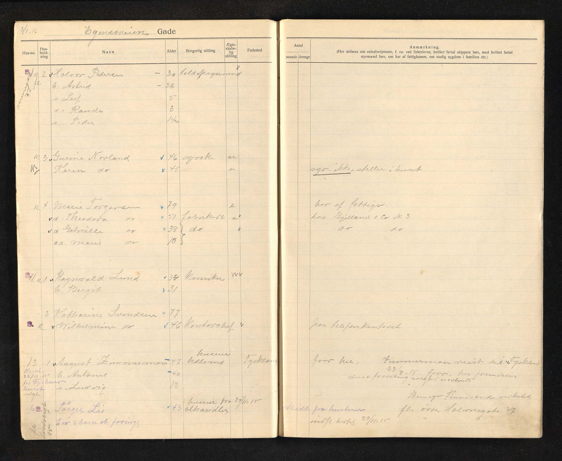 BYST, Ligningsmanntall for Stavanger 1916 - Domkirkens Menighed, Egenæsveien - Jernbaneveien, 1916
