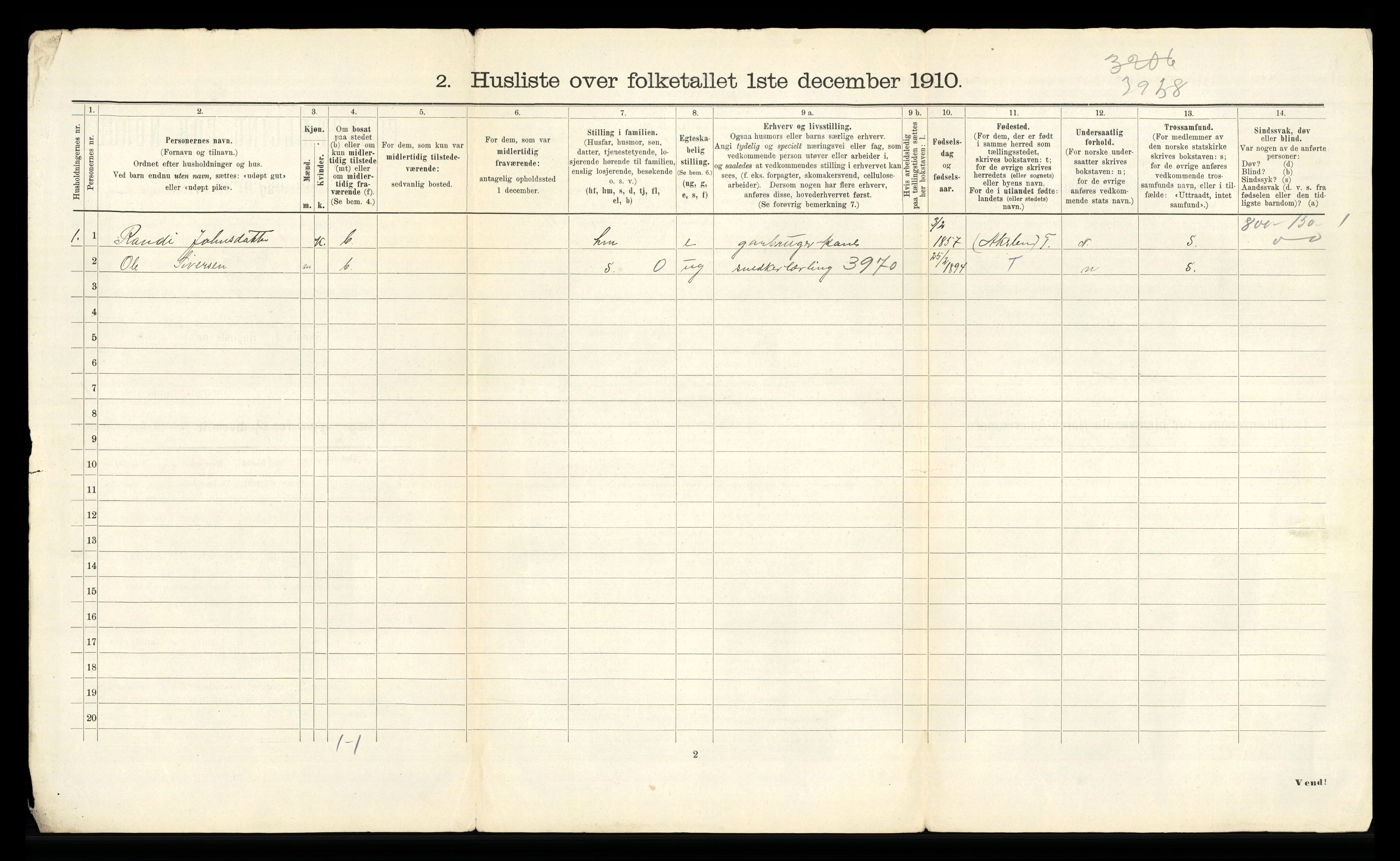 RA, 1910 census for Hjørundfjord, 1910, p. 47