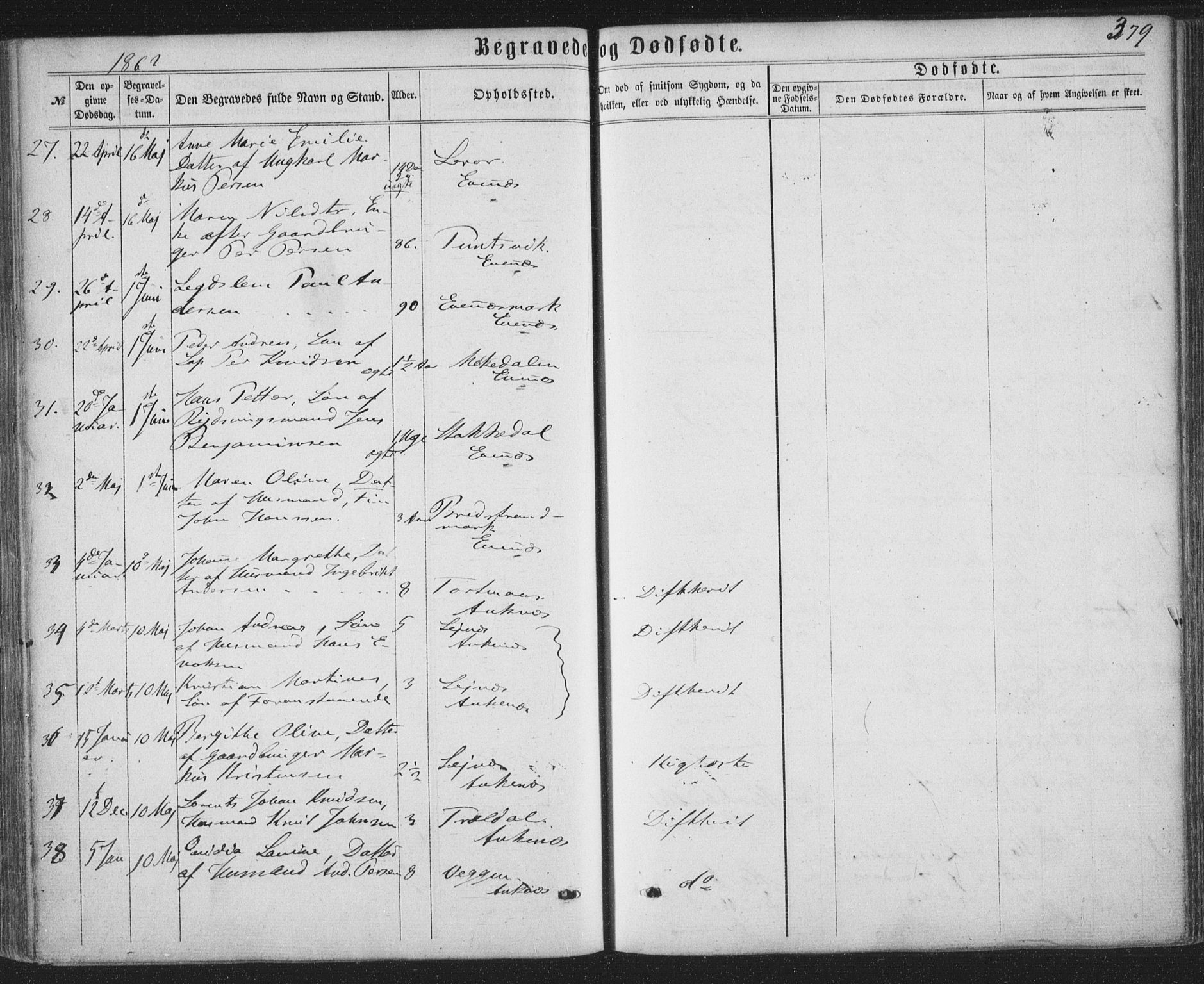 Ministerialprotokoller, klokkerbøker og fødselsregistre - Nordland, SAT/A-1459/863/L0896: Parish register (official) no. 863A08, 1861-1871, p. 379