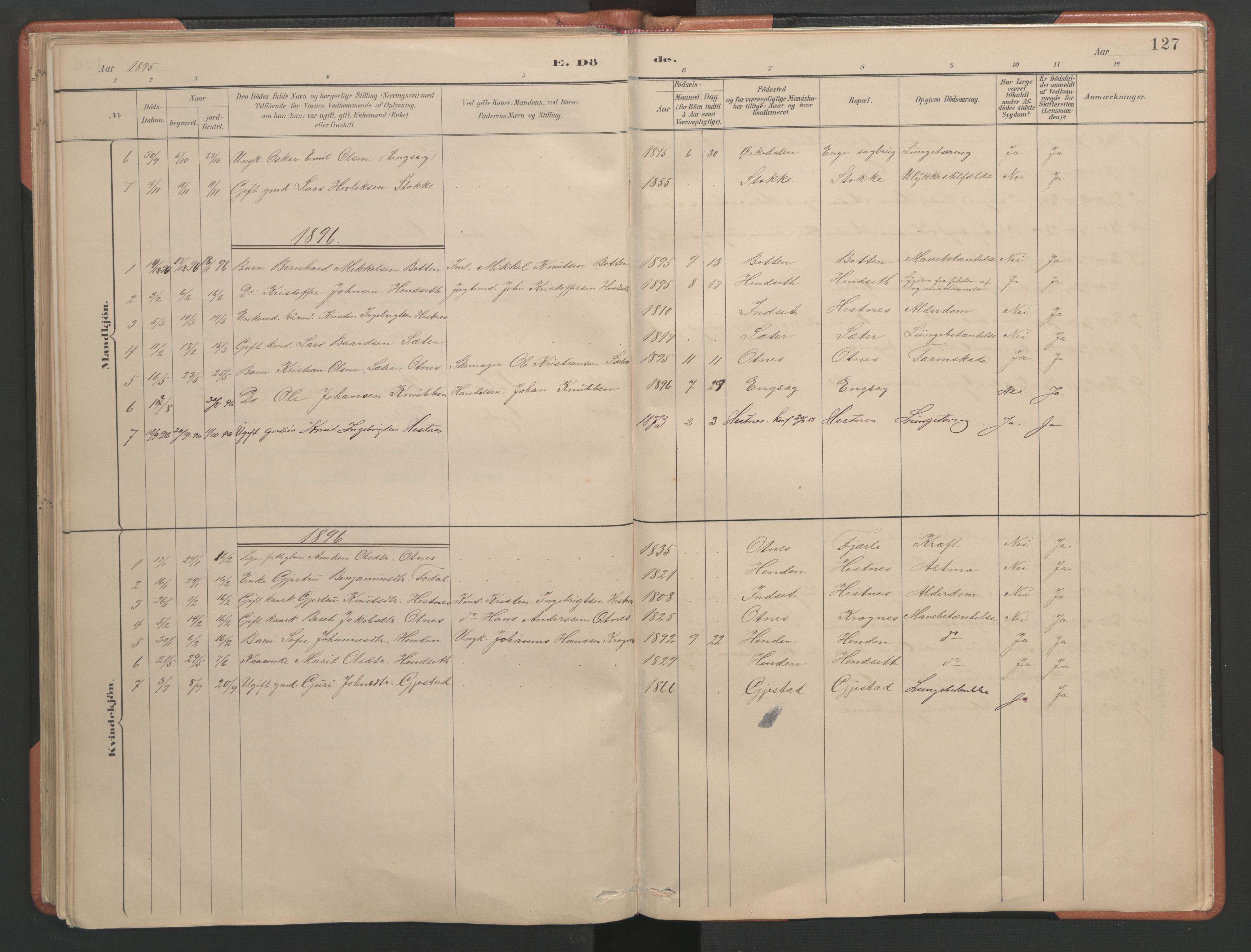 Ministerialprotokoller, klokkerbøker og fødselsregistre - Møre og Romsdal, AV/SAT-A-1454/580/L0926: Parish register (copy) no. 580C01, 1882-1903, p. 127