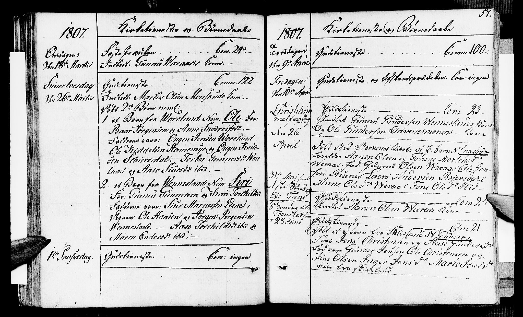 Vennesla sokneprestkontor, AV/SAK-1111-0045/Fa/Fab/L0002: Parish register (official) no. A 2, 1794-1834, p. 57