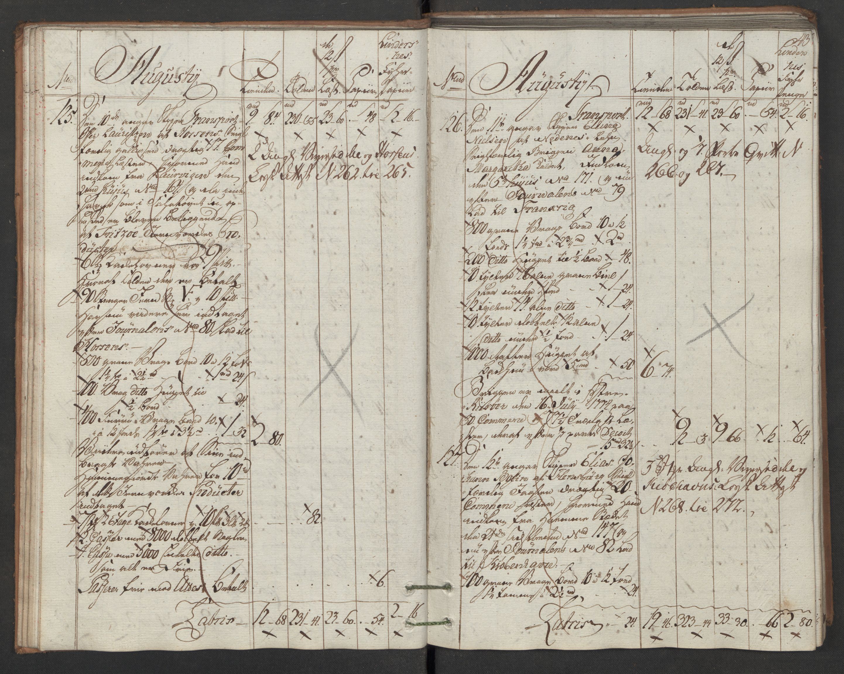 Generaltollkammeret, tollregnskaper, AV/RA-EA-5490/R05/L0086/0001: Tollregnskaper Moss, Son, Krokstad / Utgående hovedtollbok, 1786, p. 42b-43a