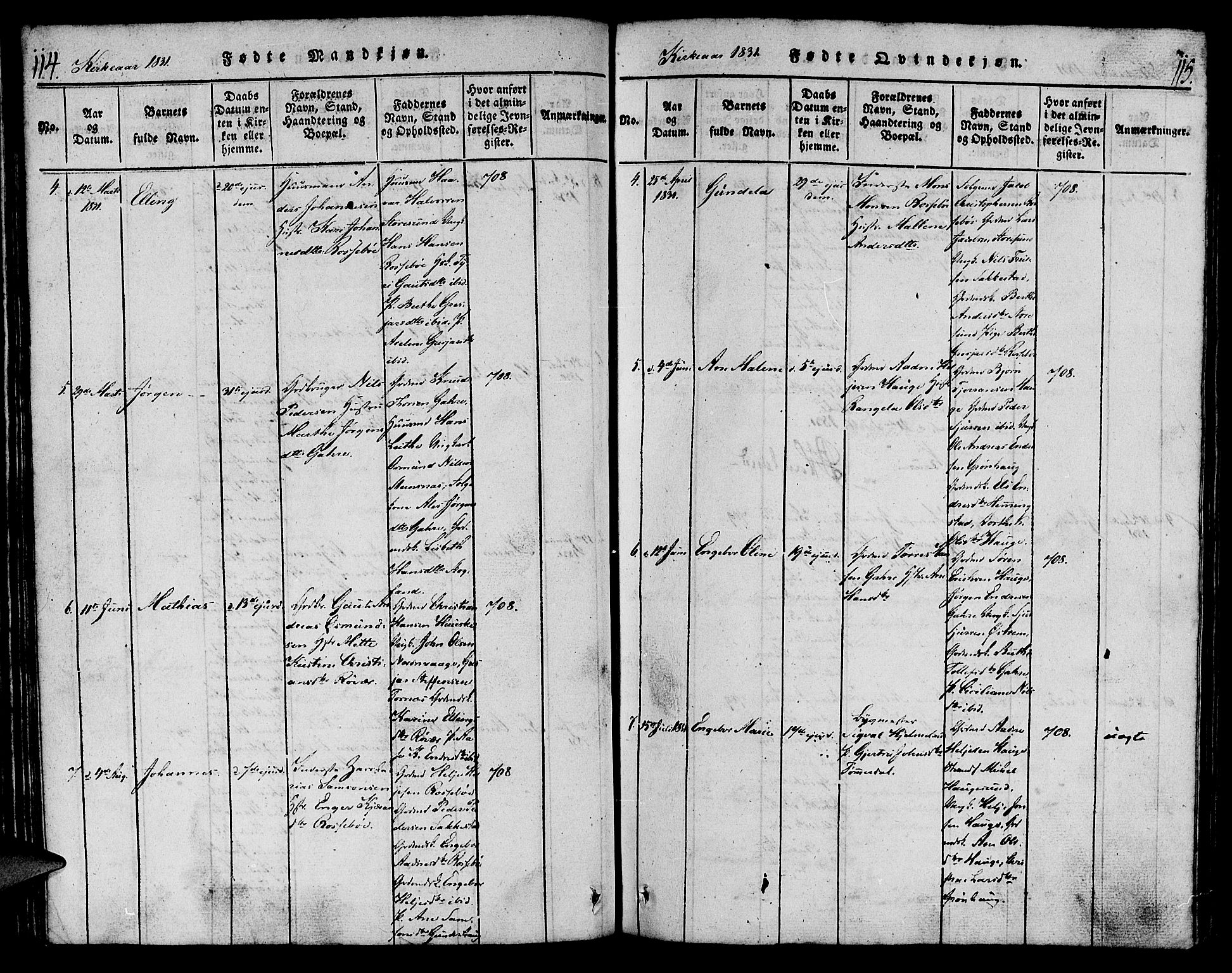 Torvastad sokneprestkontor, SAST/A -101857/H/Ha/Haa/L0004: Parish register (official) no. A 4, 1817-1836, p. 114-115