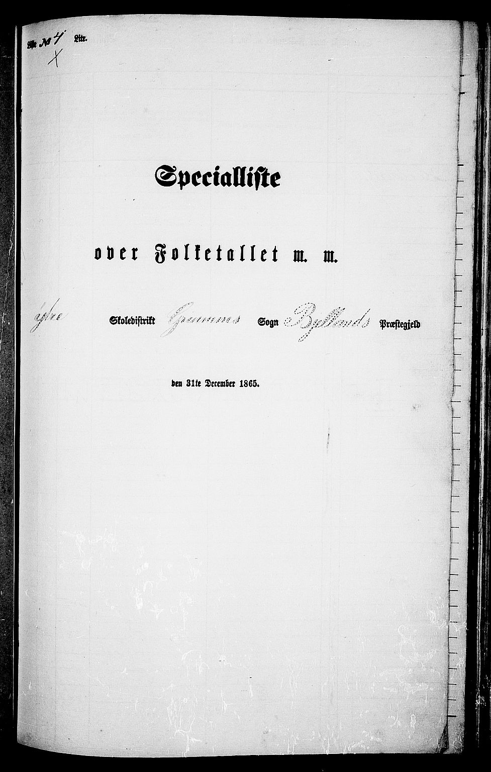 RA, 1865 census for Bjelland, 1865, p. 47