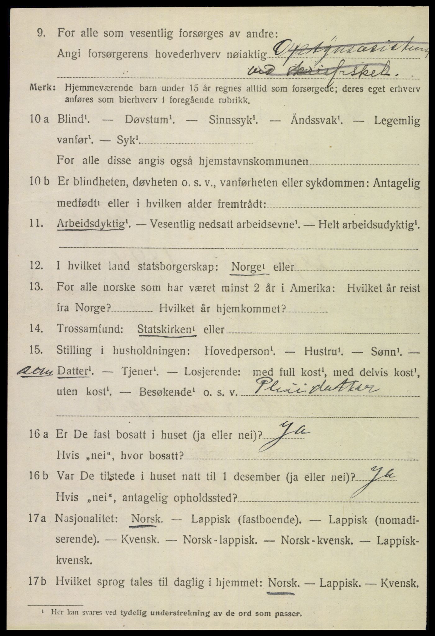 SAT, 1920 census for Lurøy, 1920, p. 3592