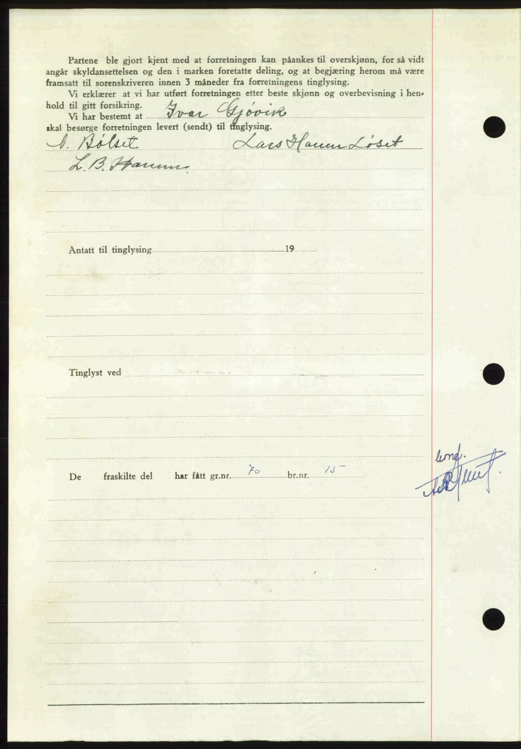 Nordmøre sorenskriveri, AV/SAT-A-4132/1/2/2Ca: Mortgage book no. A112, 1949-1949, Diary no: : 2344/1949