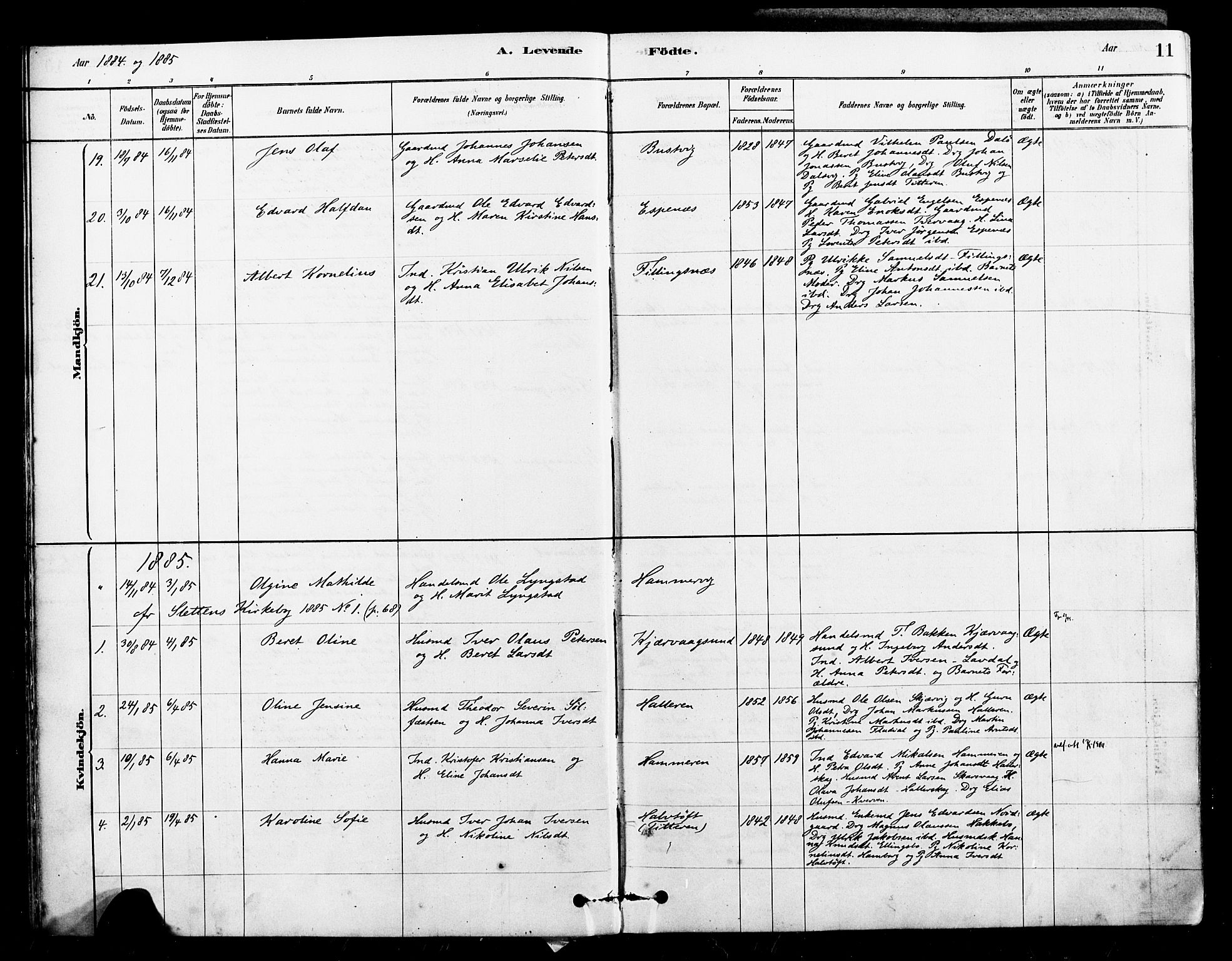 Ministerialprotokoller, klokkerbøker og fødselsregistre - Sør-Trøndelag, AV/SAT-A-1456/641/L0595: Parish register (official) no. 641A01, 1882-1897, p. 11