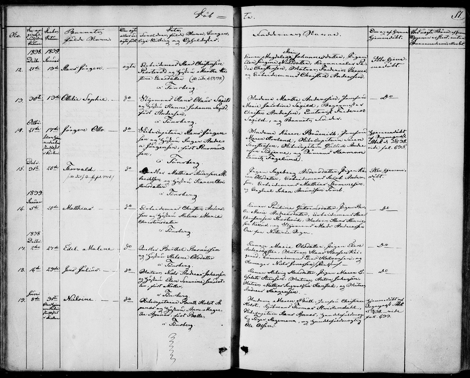 Tønsberg kirkebøker, AV/SAKO-A-330/F/Fa/L0006: Parish register (official) no. I 6, 1836-1844, p. 17