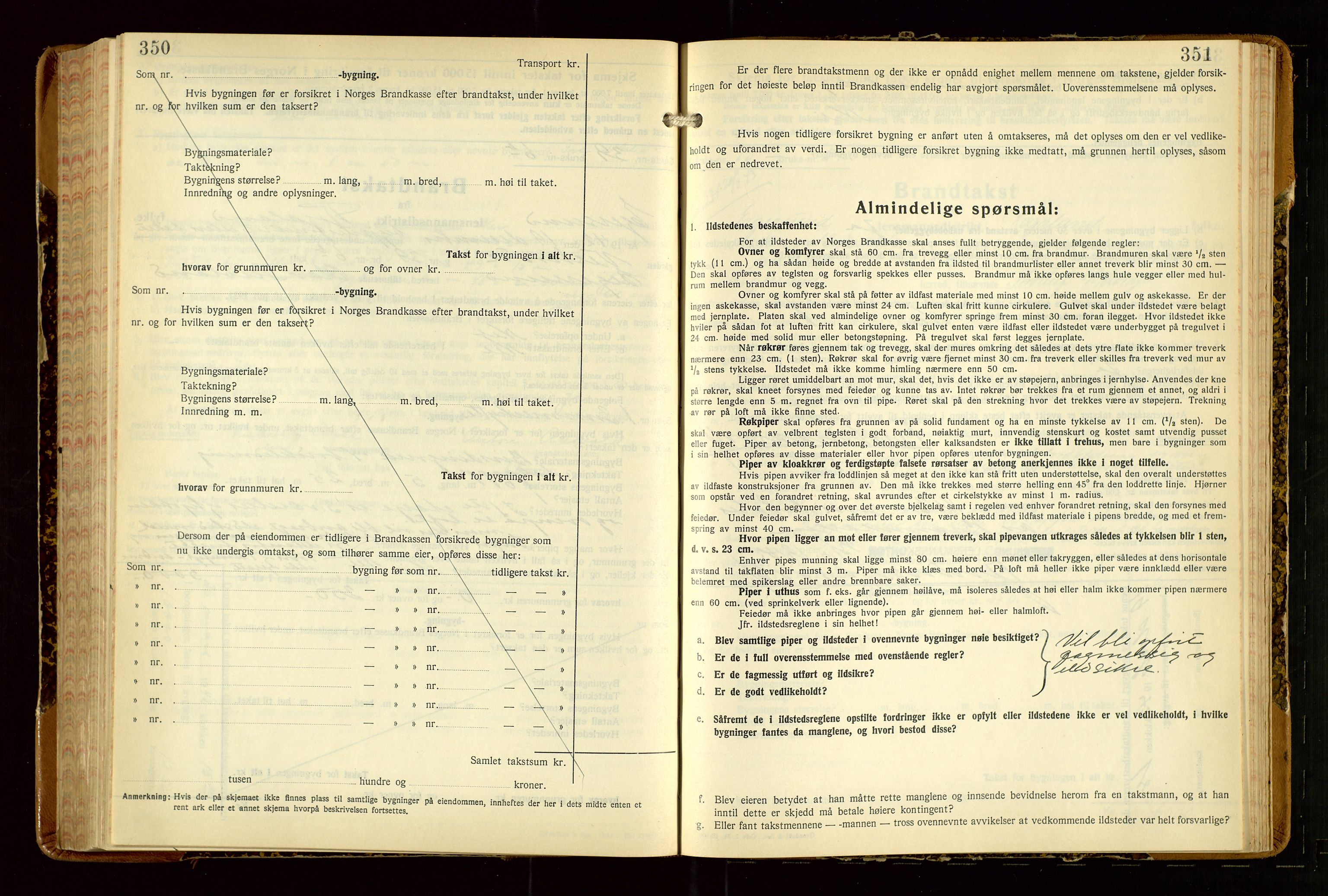 Eigersund lensmannskontor, AV/SAST-A-100171/Gob/L0007: "Brandtakstprotokoll", 1938-1955, p. 350-351