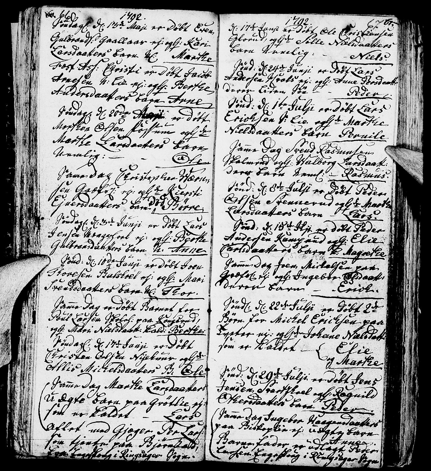 Nes prestekontor, Hedmark, AV/SAH-PREST-020/L/La/L0002: Parish register (copy) no. 2, 1785-1813, p. 66-67