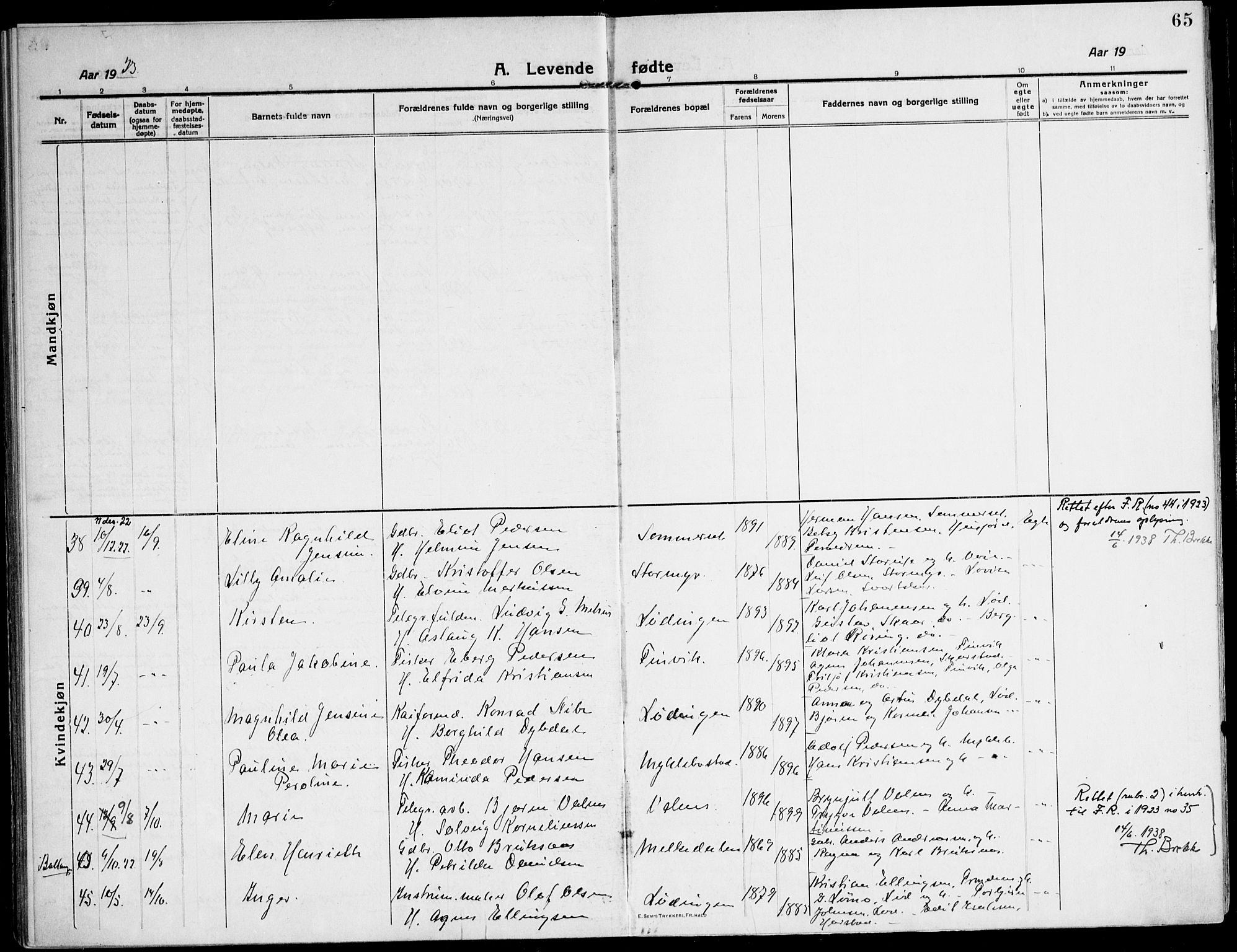 Ministerialprotokoller, klokkerbøker og fødselsregistre - Nordland, AV/SAT-A-1459/872/L1037: Parish register (official) no. 872A12, 1914-1925, p. 65