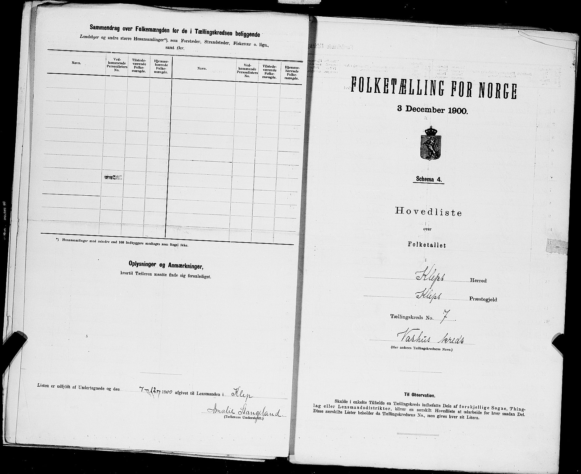 SAST, 1900 census for Klepp, 1900, p. 29