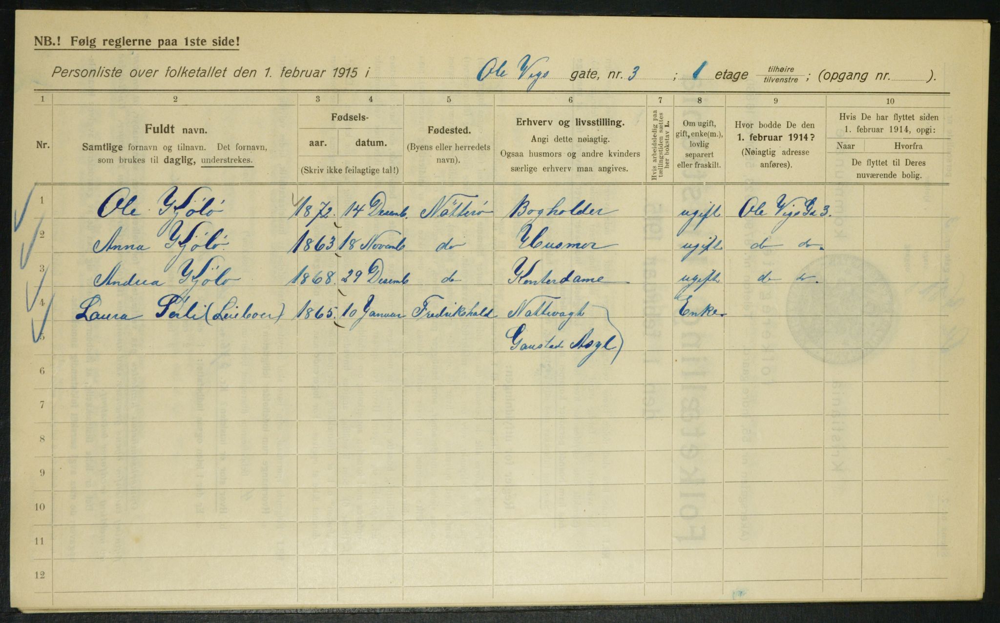 OBA, Municipal Census 1915 for Kristiania, 1915, p. 74866