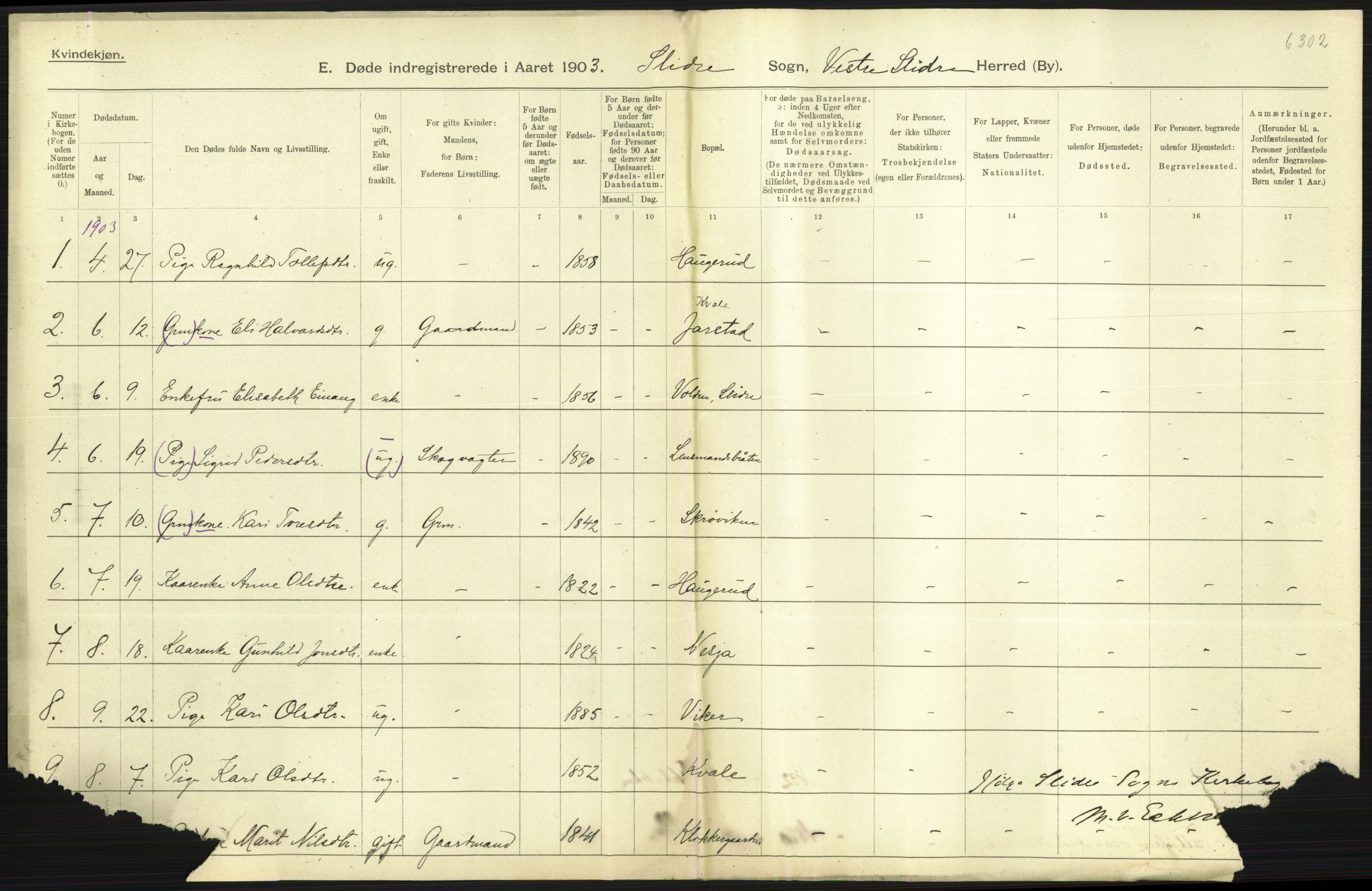 Statistisk sentralbyrå, Sosiodemografiske emner, Befolkning, AV/RA-S-2228/D/Df/Dfa/Dfaa/L0006: Kristians amt: Fødte, gifte, døde, 1903, p. 641