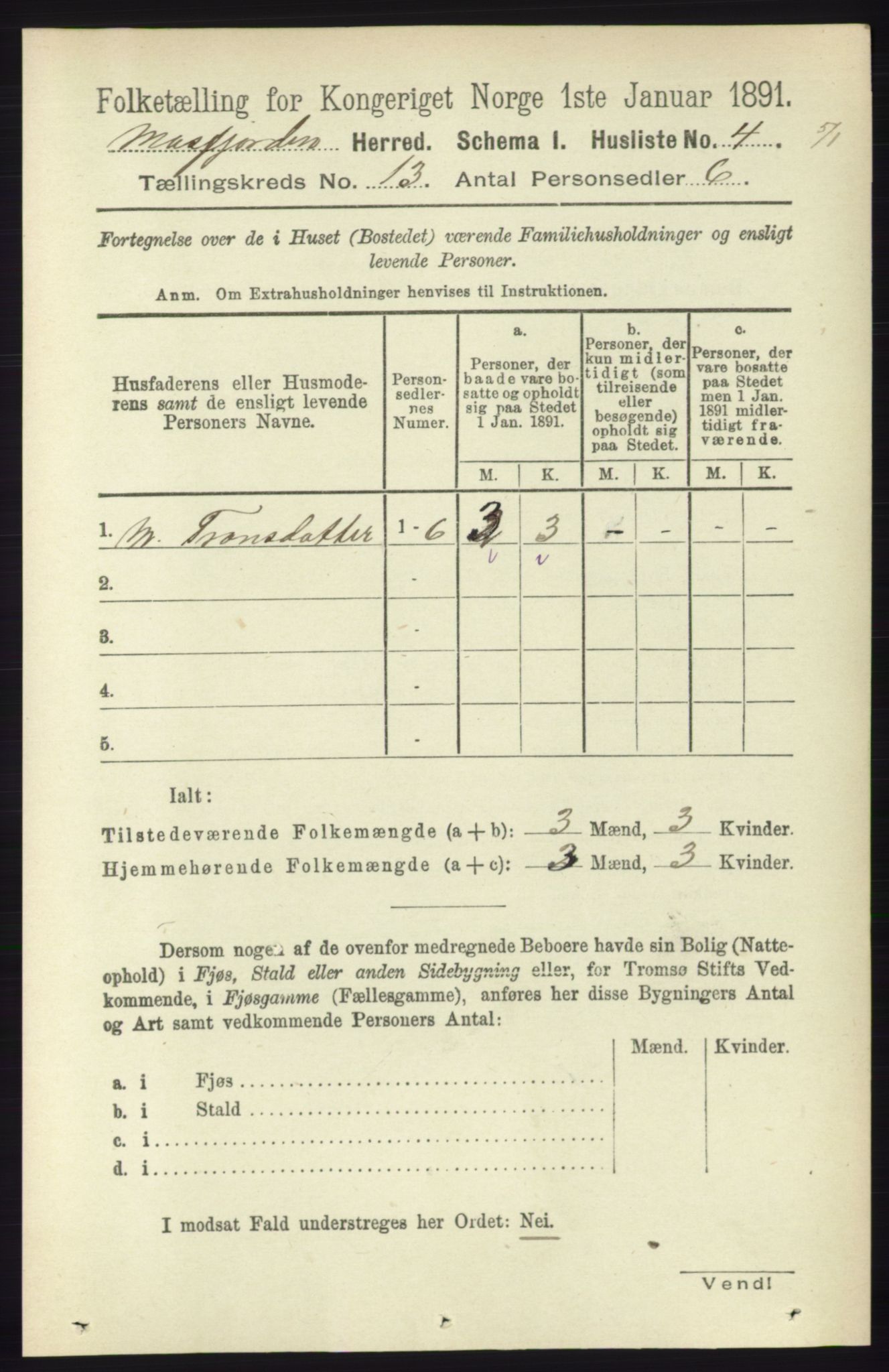 RA, 1891 census for 1266 Masfjorden, 1891, p. 2606