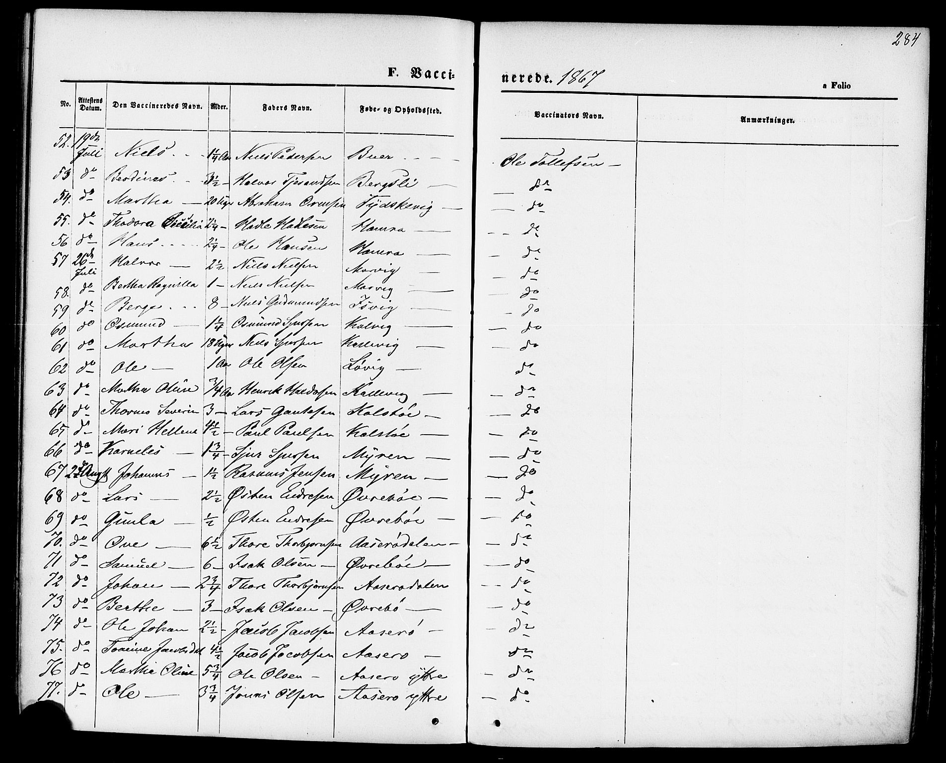 Jelsa sokneprestkontor, AV/SAST-A-101842/01/IV: Parish register (official) no. A 8, 1867-1883, p. 284