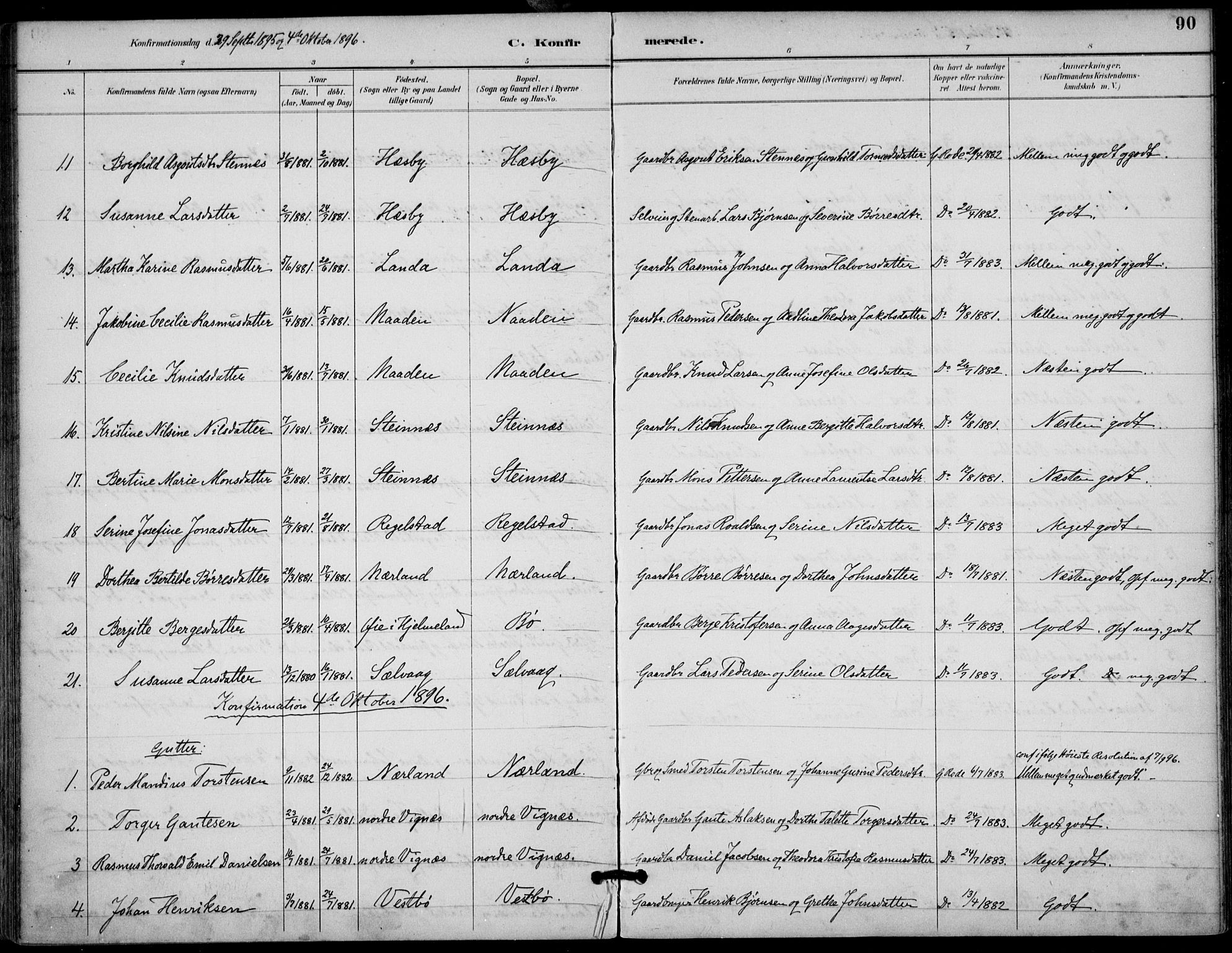 Finnøy sokneprestkontor, SAST/A-101825/H/Ha/Haa/L0011: Parish register (official) no. A 11, 1891-1910, p. 90