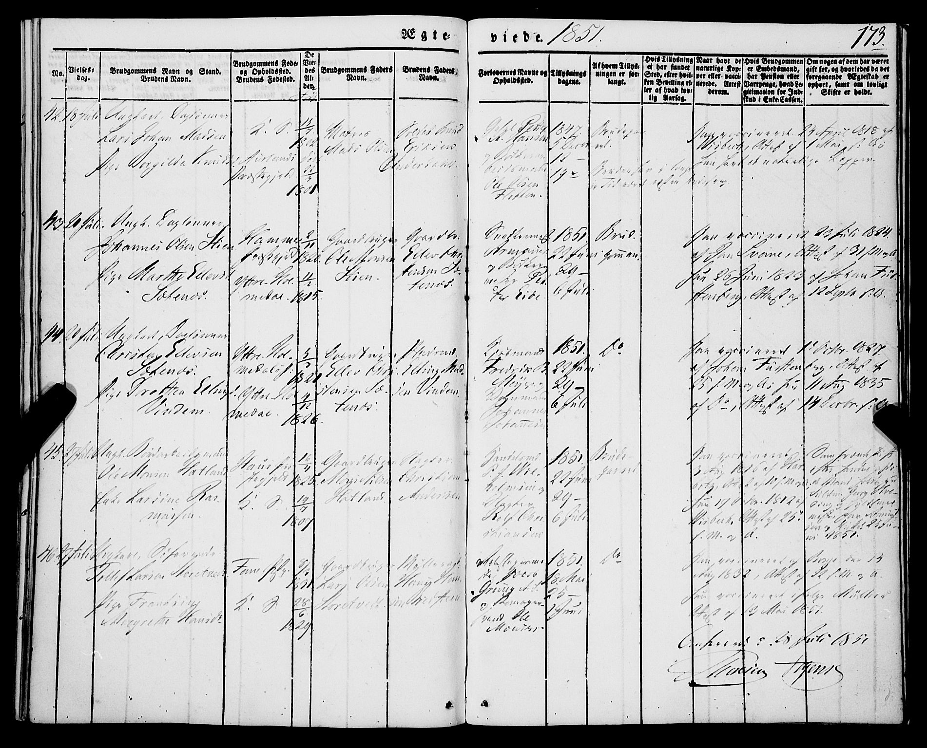 Korskirken sokneprestembete, AV/SAB-A-76101/H/Haa/L0034: Parish register (official) no. D 1, 1832-1852, p. 173