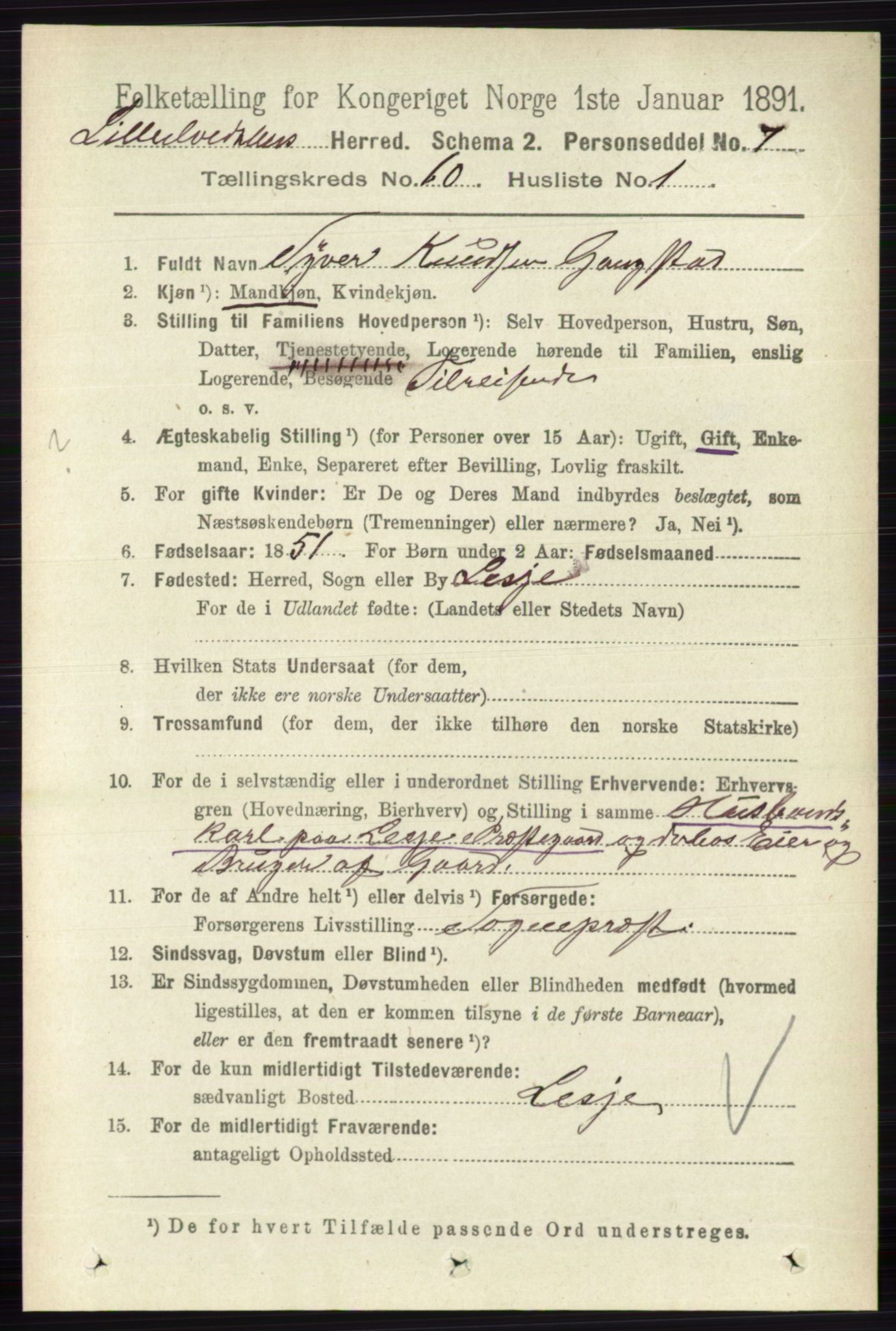 RA, 1891 census for 0438 Lille Elvedalen, 1891, p. 3427