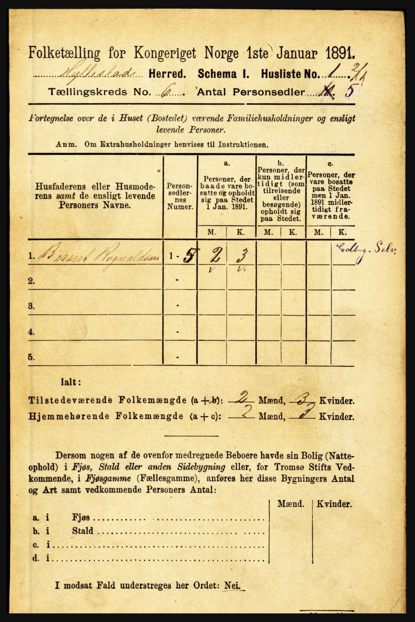 RA, 1891 census for 1413 Hyllestad, 1891, p. 981