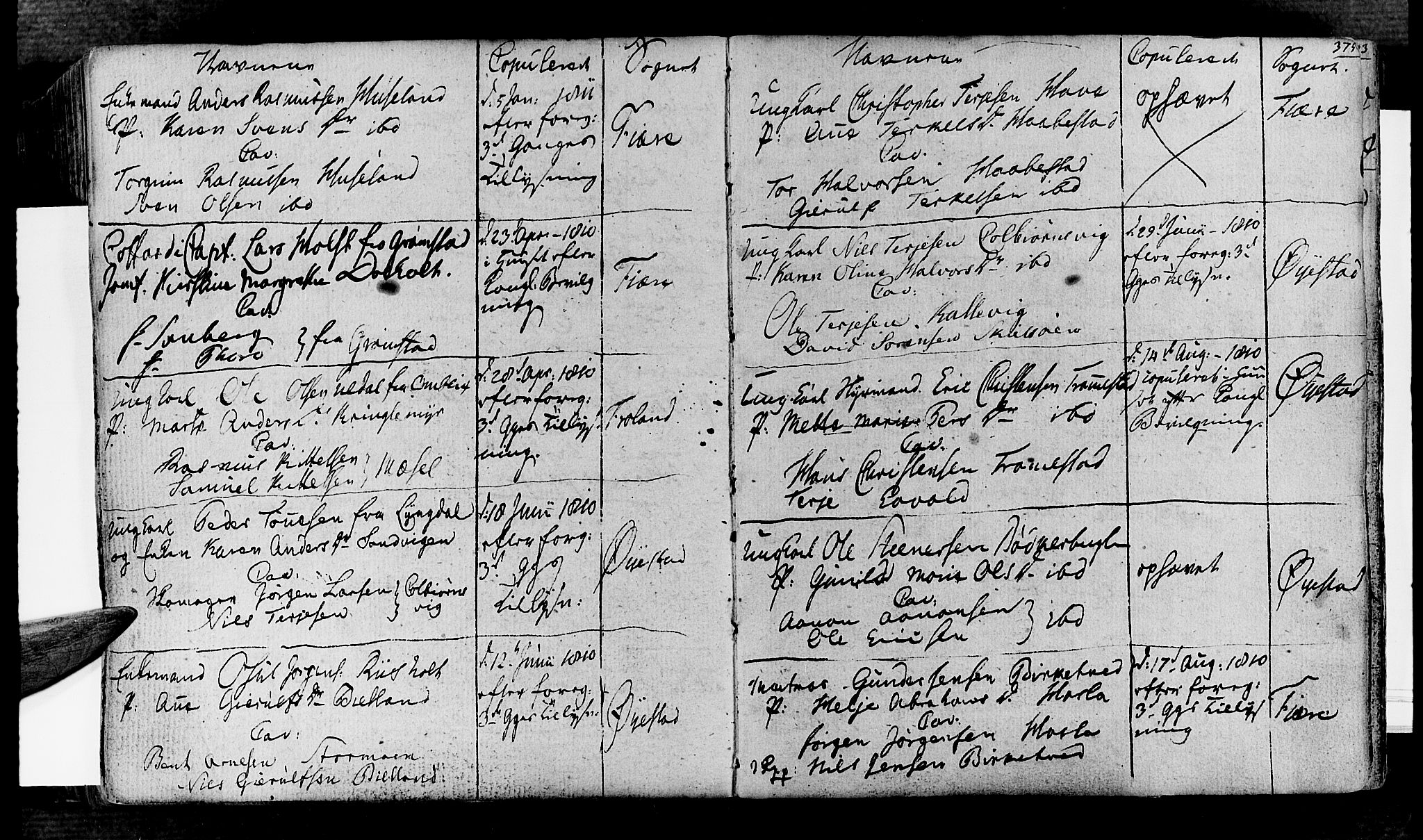 Øyestad sokneprestkontor, AV/SAK-1111-0049/F/Fa/L0011: Parish register (official) no. A 11, 1805-1824, p. 375