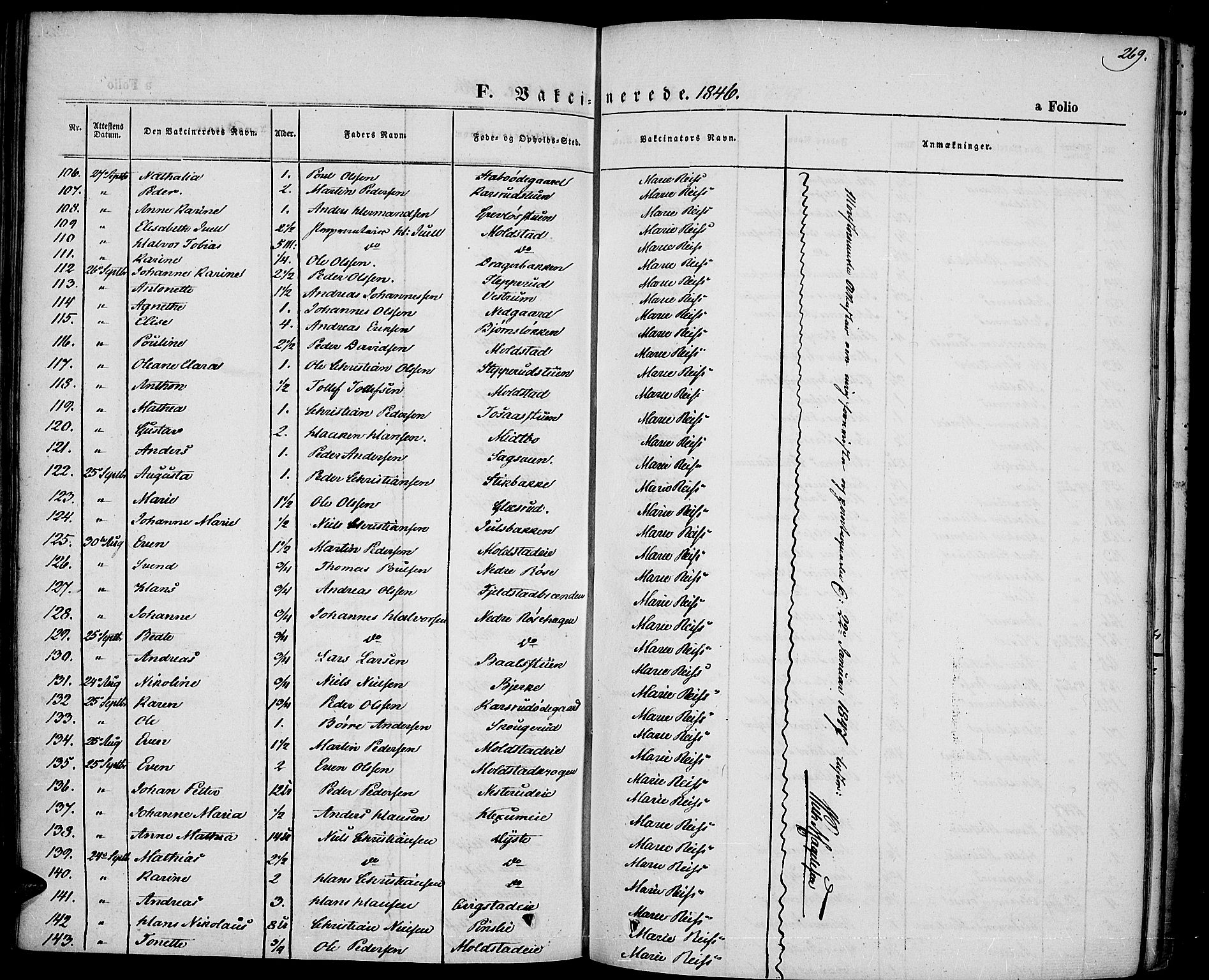 Vestre Toten prestekontor, SAH/PREST-108/H/Ha/Haa/L0004: Parish register (official) no. 4, 1844-1849, p. 269