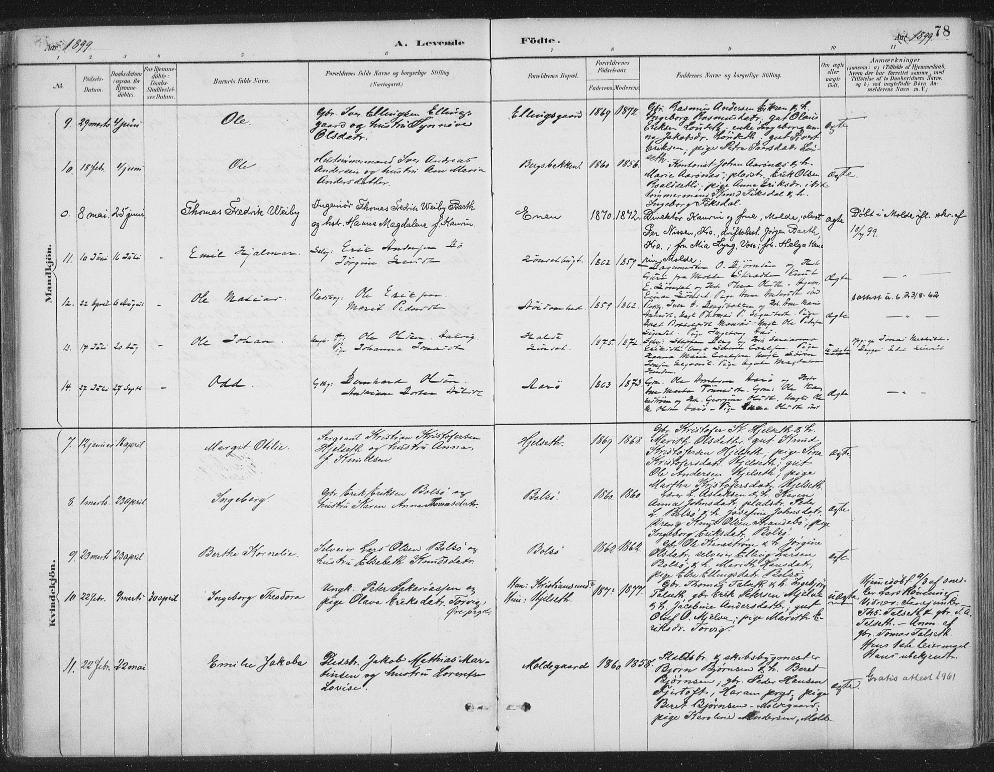 Ministerialprotokoller, klokkerbøker og fødselsregistre - Møre og Romsdal, AV/SAT-A-1454/555/L0658: Parish register (official) no. 555A09, 1887-1917, p. 78