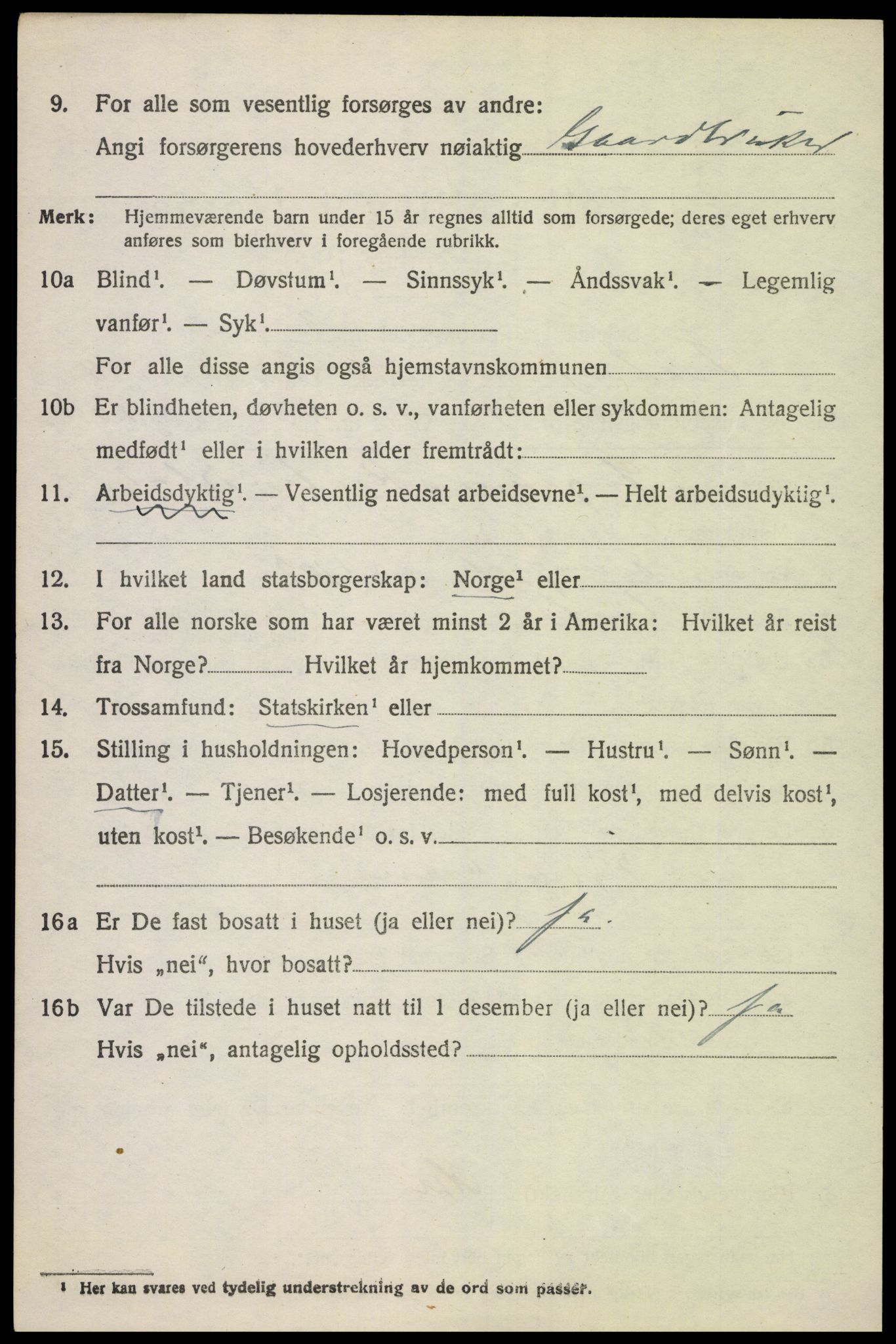 SAH, 1920 census for Fåberg, 1920, p. 9215