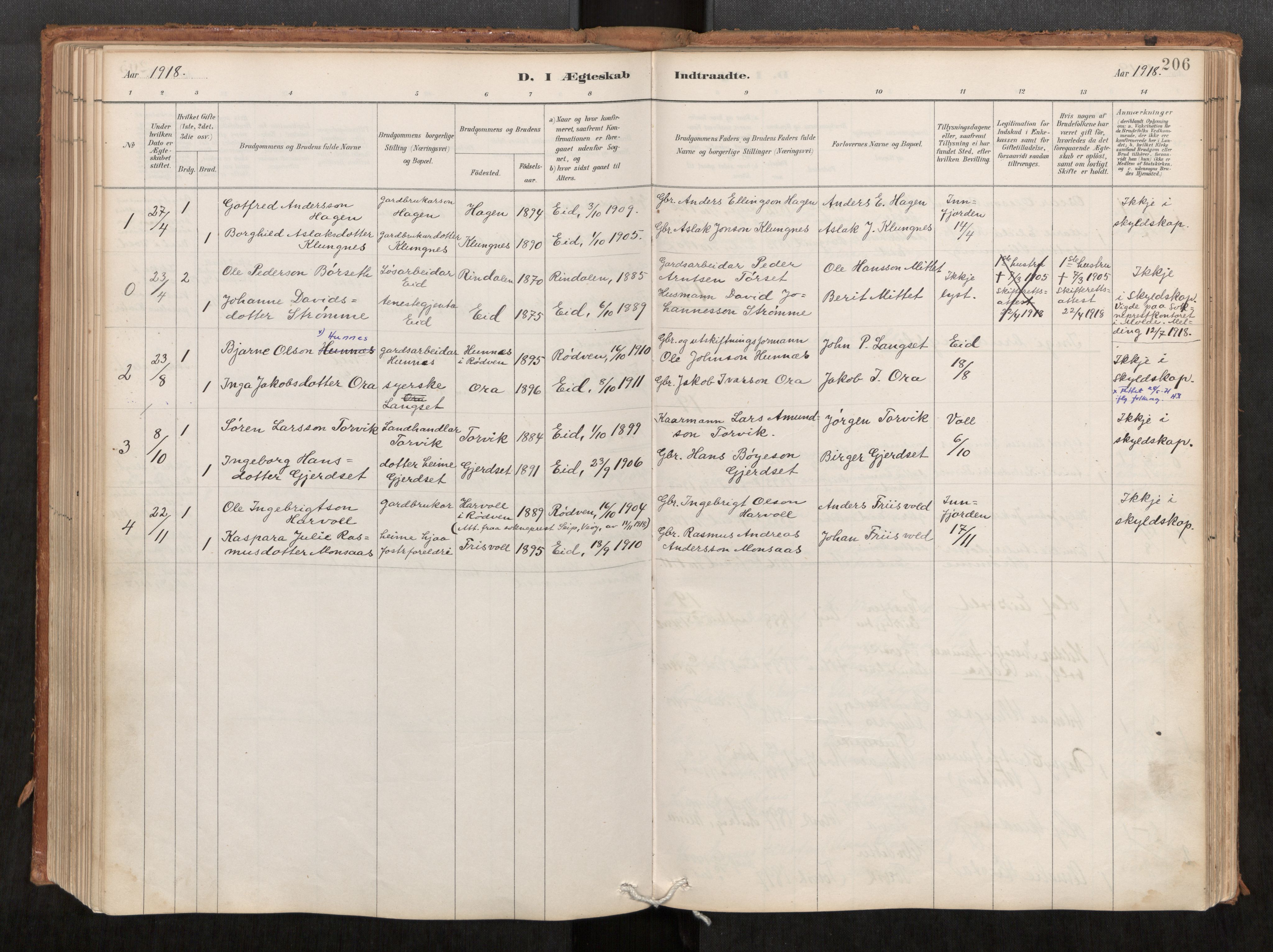 Ministerialprotokoller, klokkerbøker og fødselsregistre - Møre og Romsdal, AV/SAT-A-1454/542/L0553: Parish register (official) no. 542A03, 1885-1925, p. 206