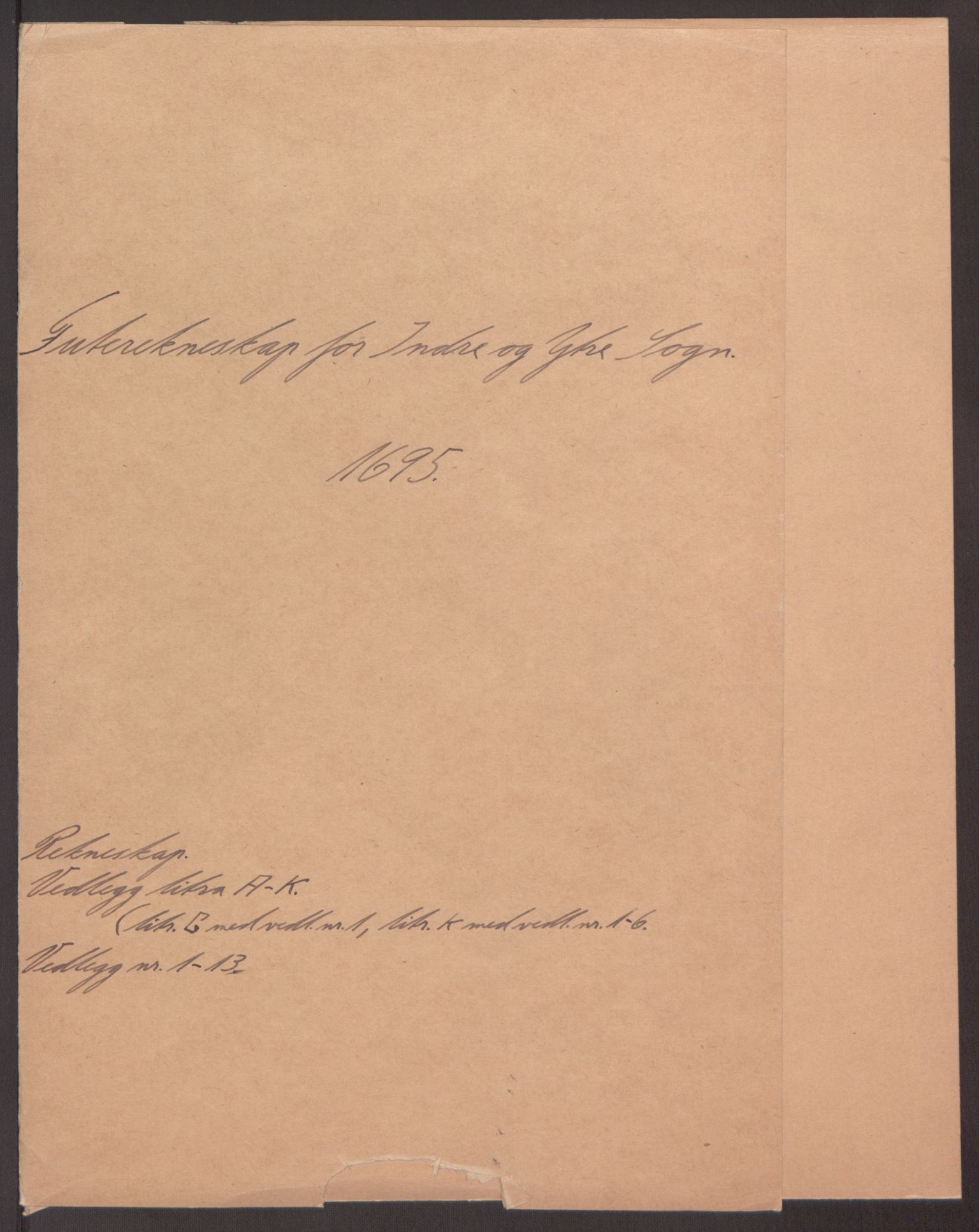Rentekammeret inntil 1814, Reviderte regnskaper, Fogderegnskap, AV/RA-EA-4092/R52/L3308: Fogderegnskap Sogn, 1695, p. 2