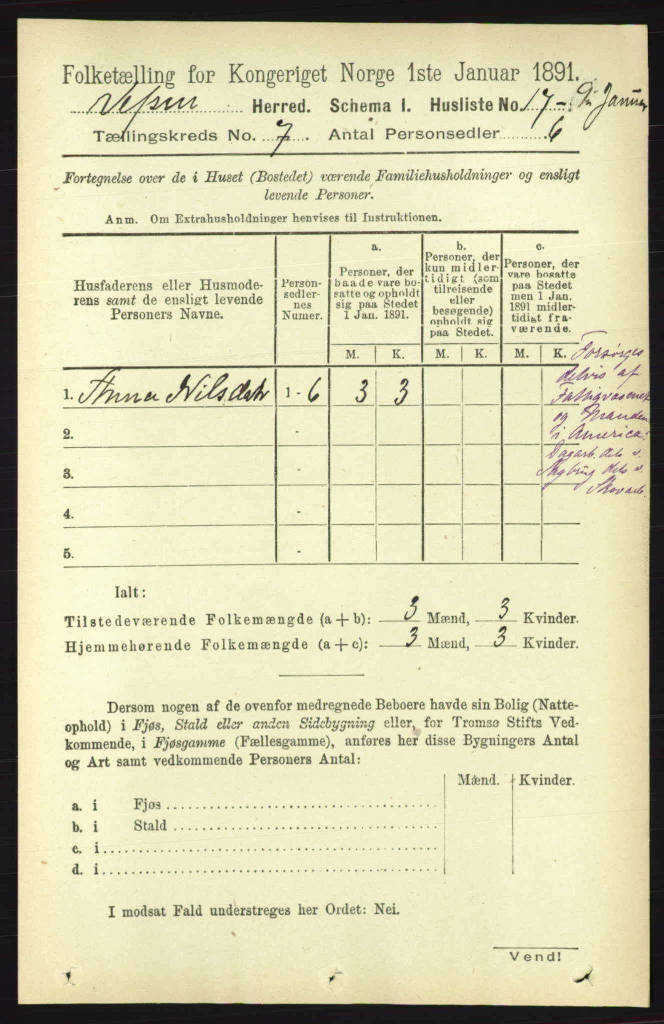 RA, 1891 census for 1824 Vefsn, 1891, p. 3589