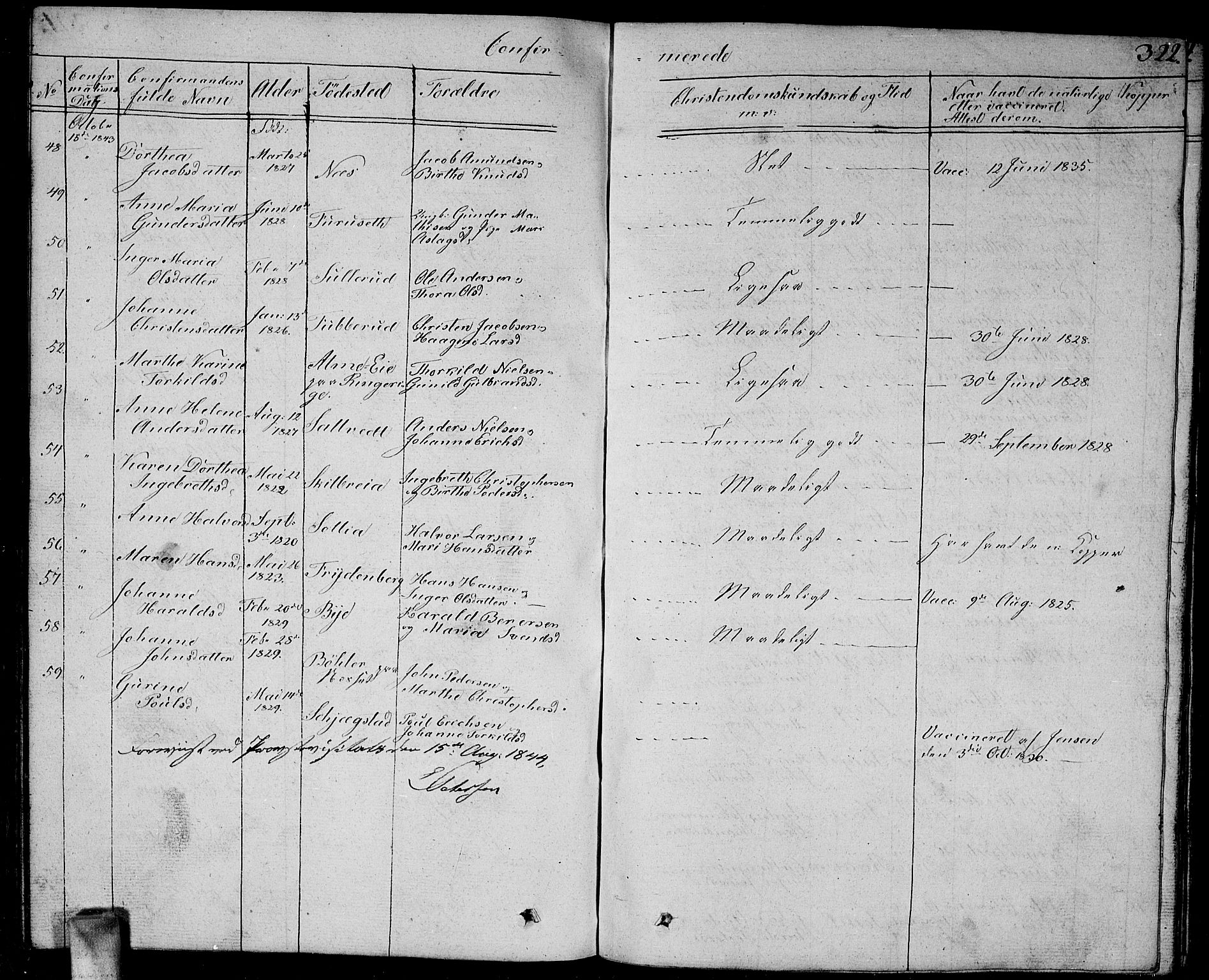 Enebakk prestekontor Kirkebøker, AV/SAO-A-10171c/G/Ga/L0003: Parish register (copy) no. I 3, 1833-1849, p. 322