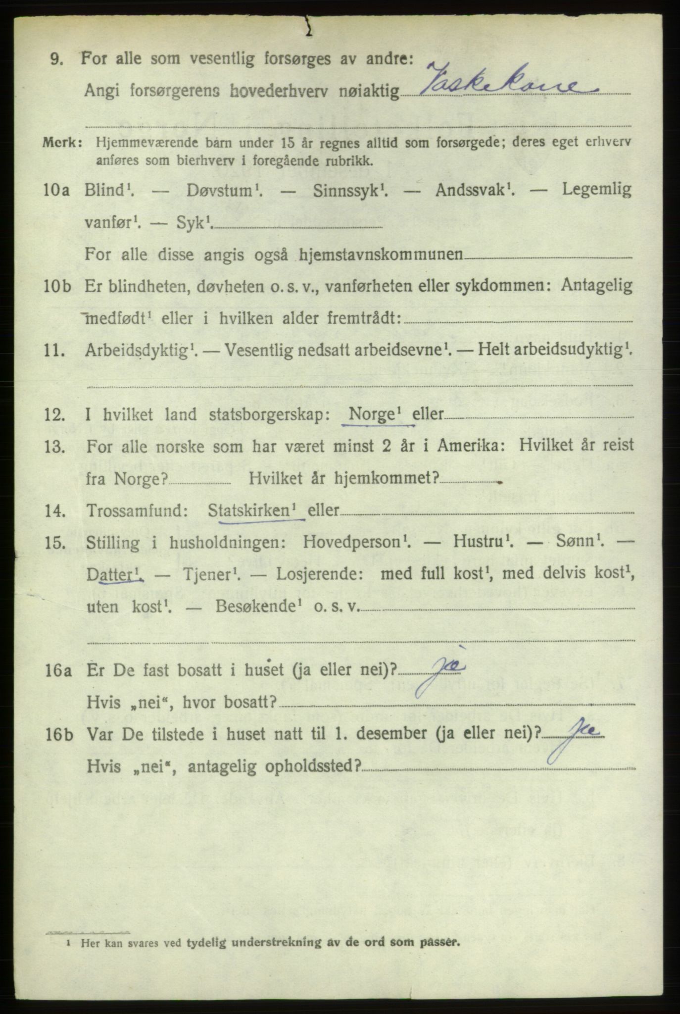 SAB, 1920 census for Stord, 1920, p. 6996