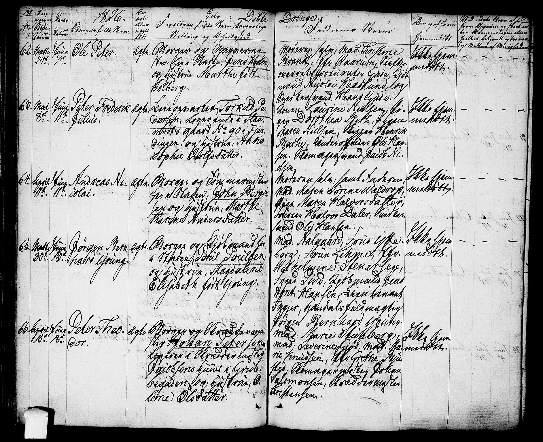 Oslo domkirke Kirkebøker, SAO/A-10752/F/Fa/L0010: Parish register (official) no. 10, 1824-1830, p. 180-181