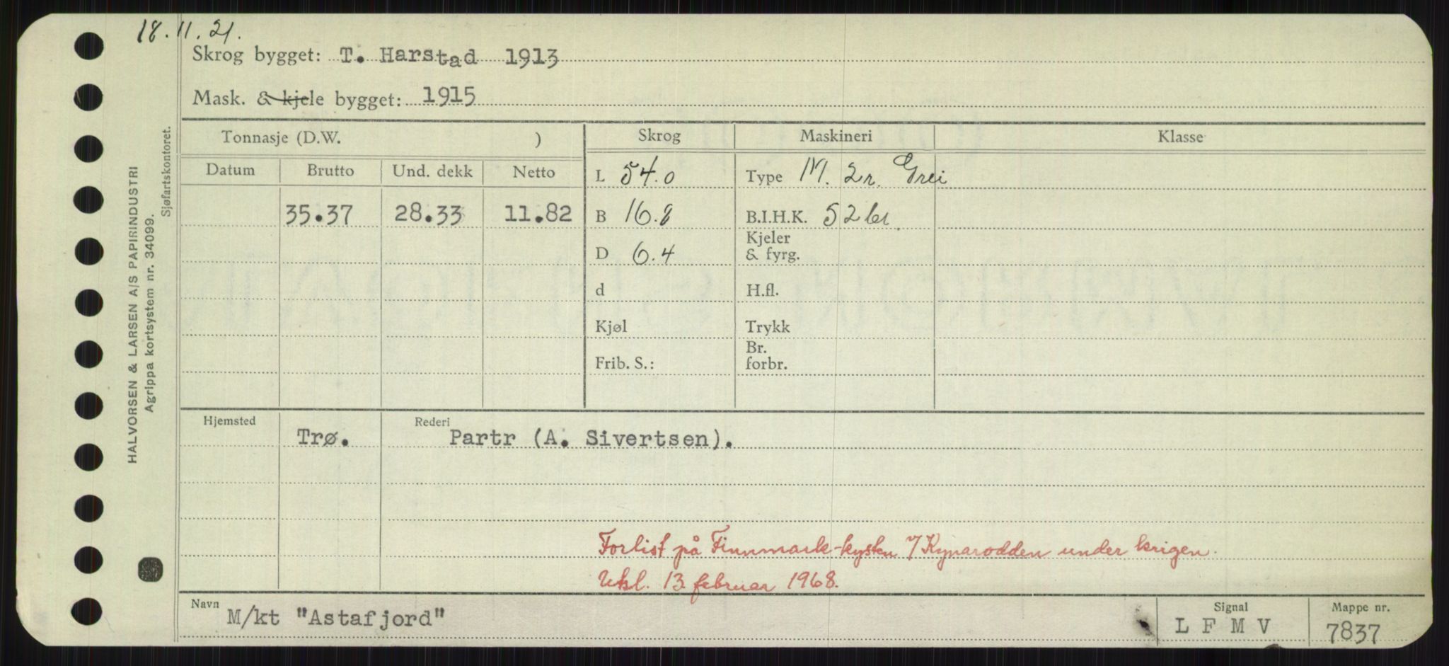 Sjøfartsdirektoratet med forløpere, Skipsmålingen, RA/S-1627/H/Hd/L0002: Fartøy, Apa-Axe, p. 303