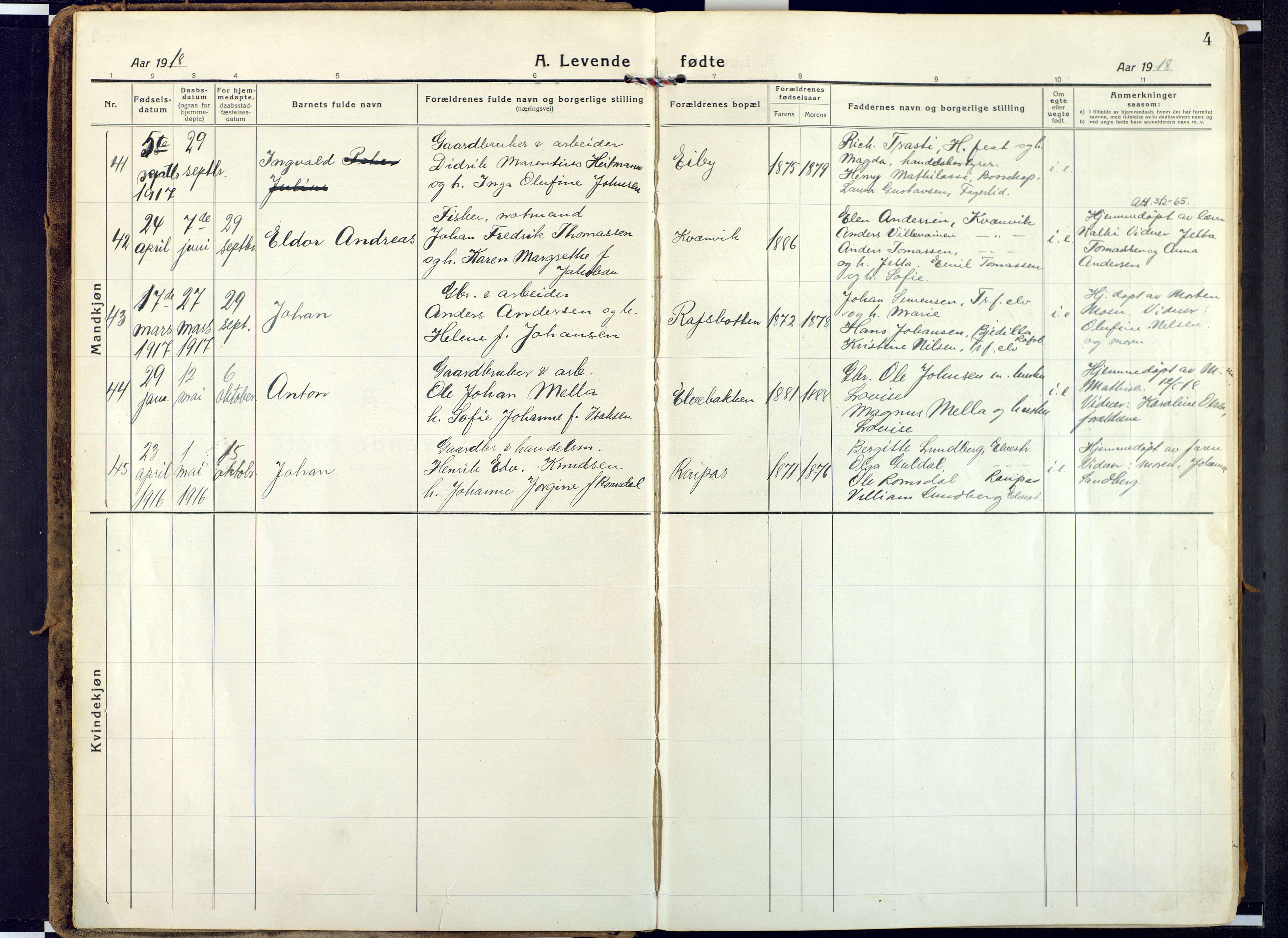 Alta sokneprestkontor, SATØ/S-1338/H/Ha: Parish register (official) no. 6, 1918-1931, p. 4