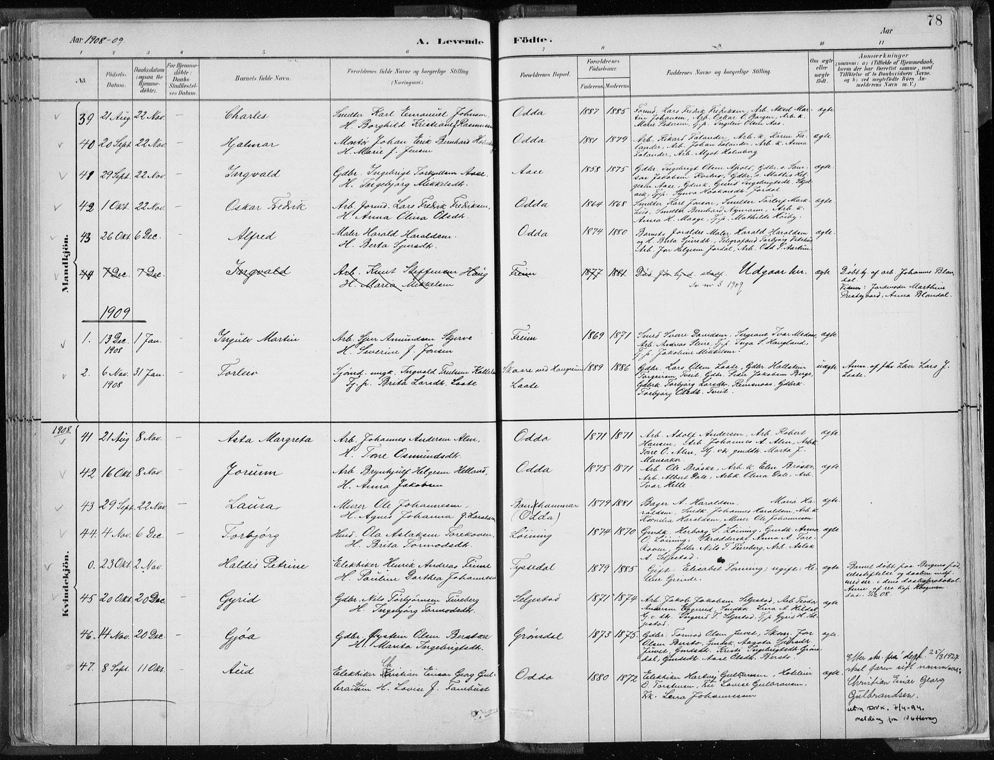 Odda Sokneprestembete, SAB/A-77201/H/Haa: Parish register (official) no. A  3, 1882-1913, p. 78