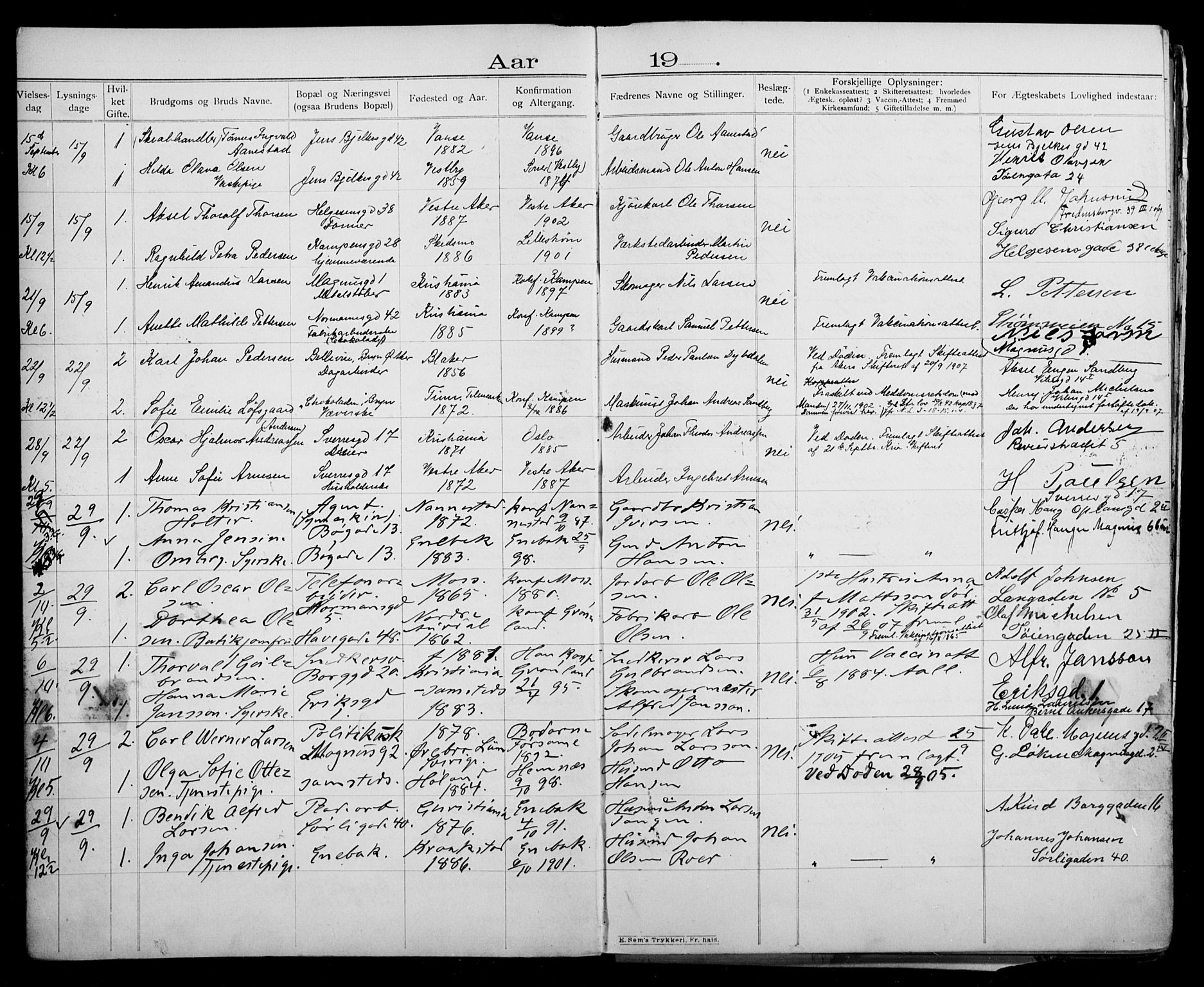 Kampen prestekontor Kirkebøker, AV/SAO-A-10853/H/Ha/L0003: Banns register no. 3, 1907-1917