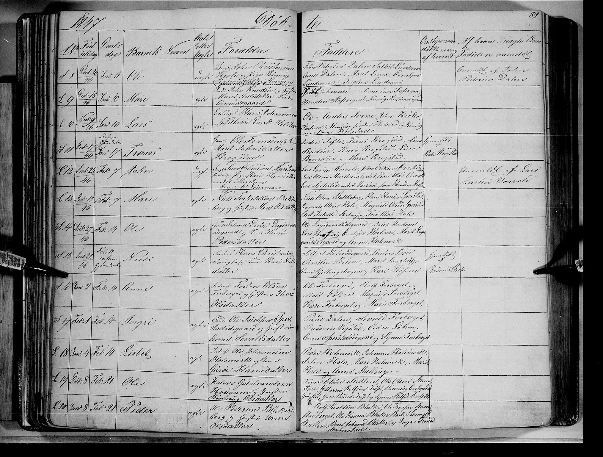 Lom prestekontor, SAH/PREST-070/K/L0006: Parish register (official) no. 6A, 1837-1863, p. 89