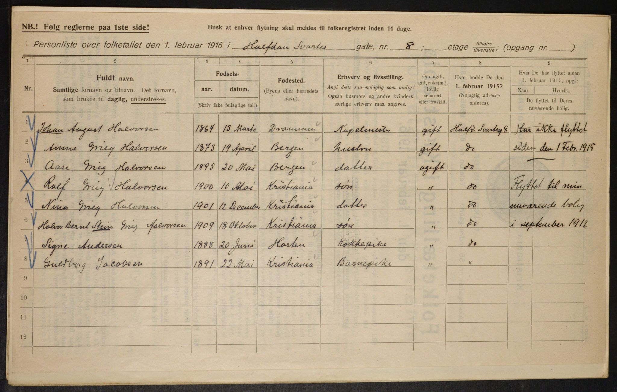 OBA, Municipal Census 1916 for Kristiania, 1916, p. 34709